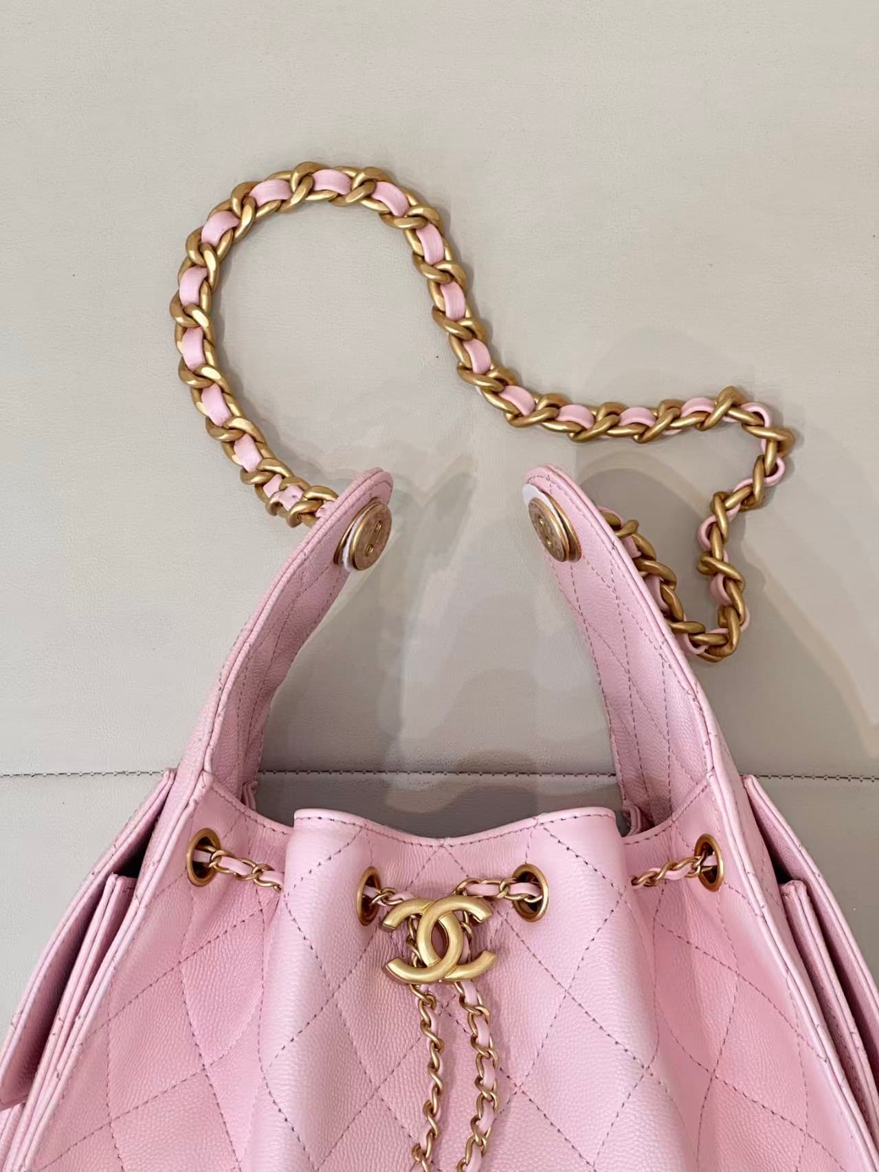Chanel 25 Small Hobo handbag AS5293 Grained Calfskin & Gold-tone Metal Pink TOP