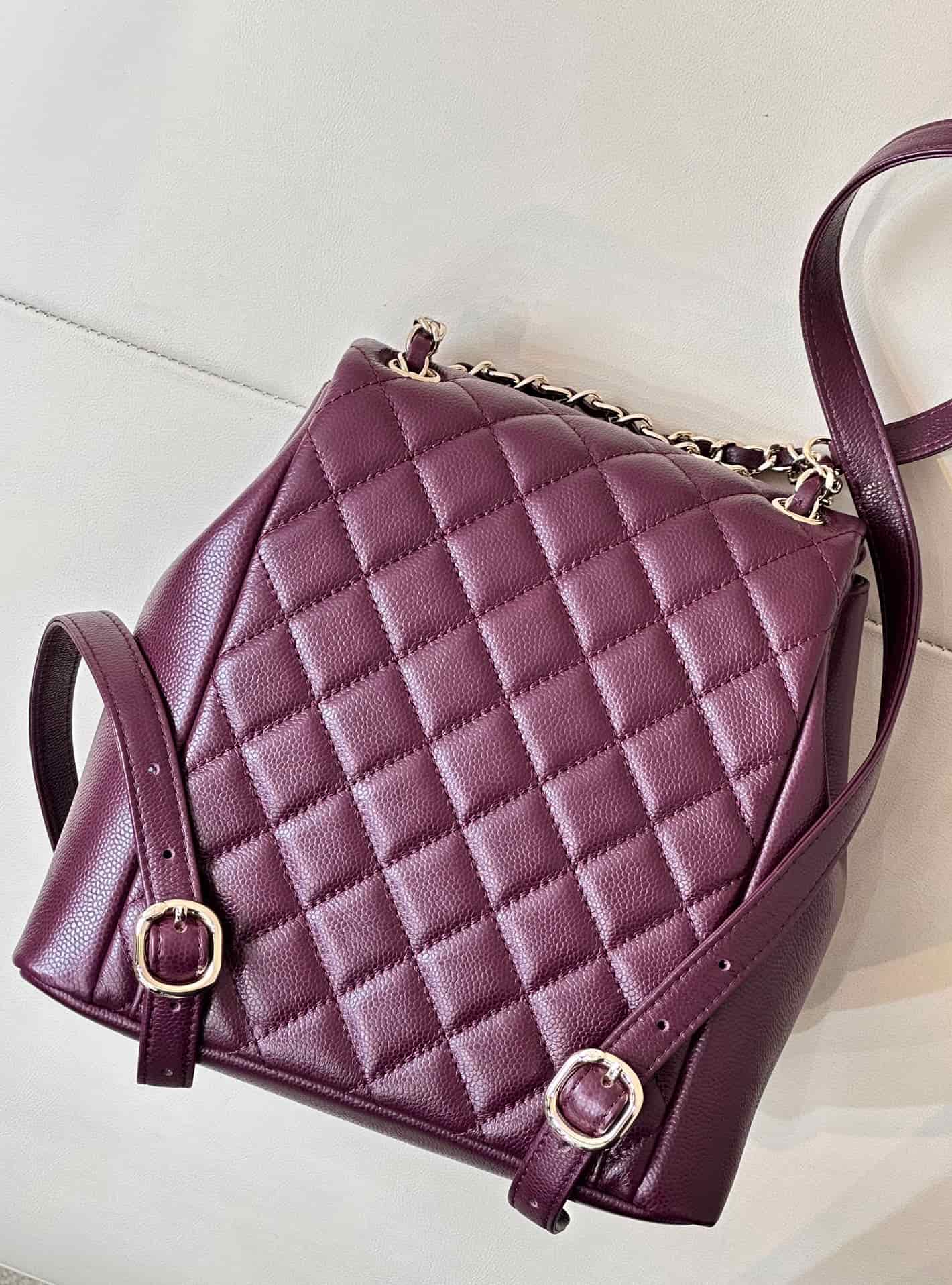 Chanel BACKPACK AS3860 Grained Shiny Calfskin & Gold-Tone Metal Claret TOP