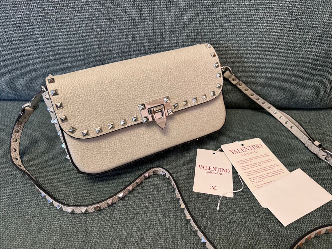 Valentino Garavani Small Rockstud Shoulder Bag Grey High