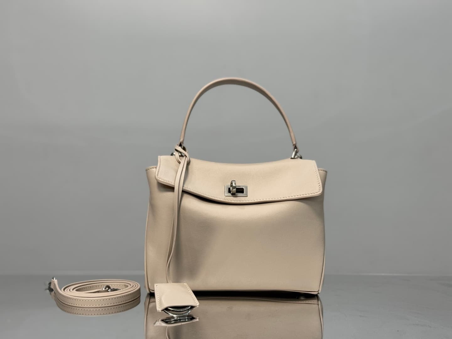 Balenciaga Rodeo Mini Bag in Beige Leather With Silver-Tone Metal TOP