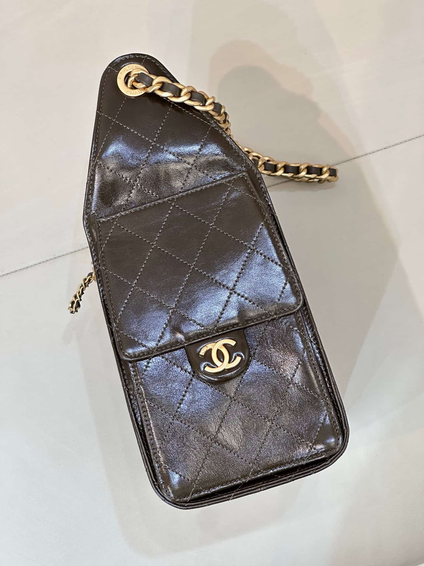 Chanel 25 Small Hobo handbag AS5293 Grained Calfskin & Gold-tone Metal Dark Brown TOP