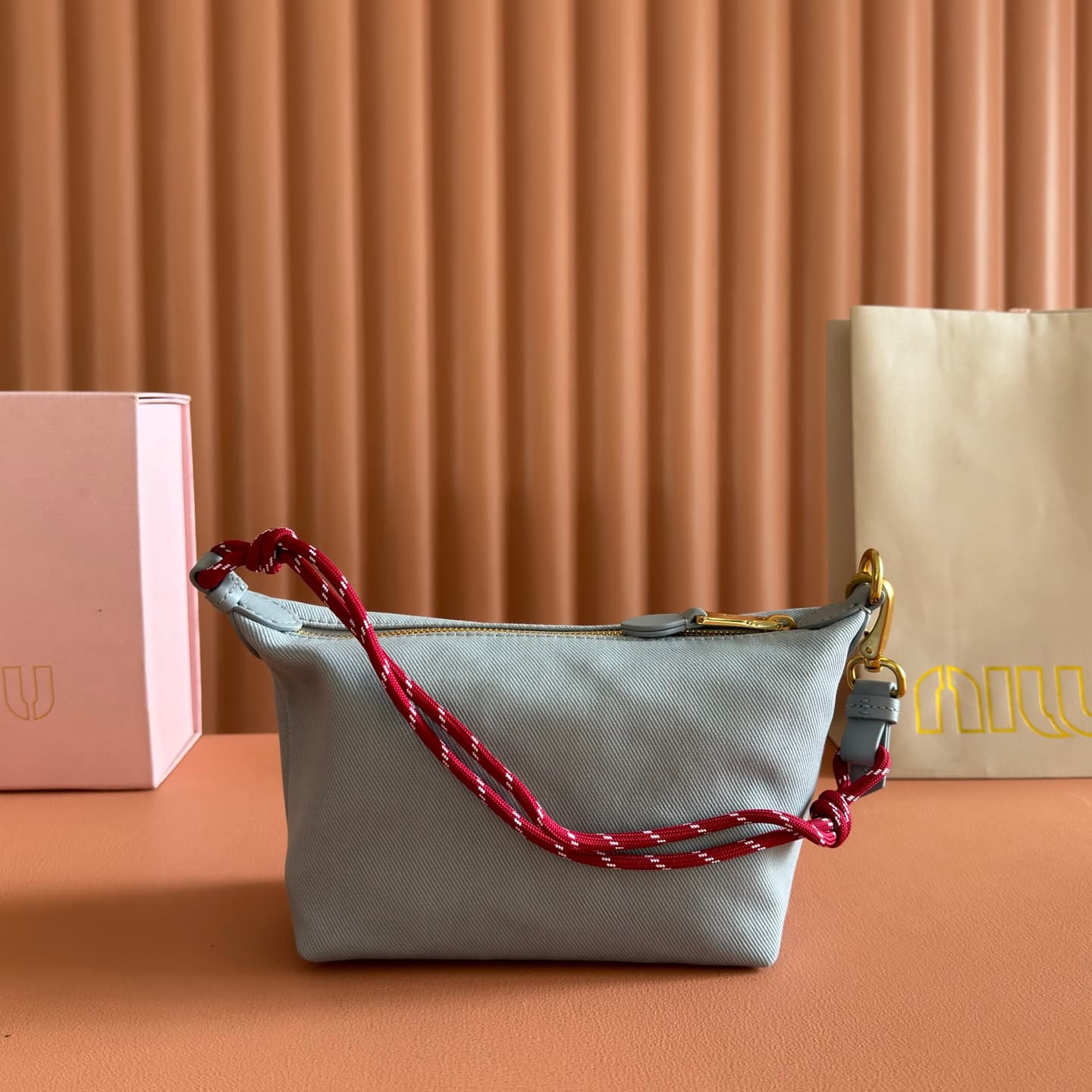 Miu Miu Gabardine pouch Astral Blue/Amaranth 5NE841 High