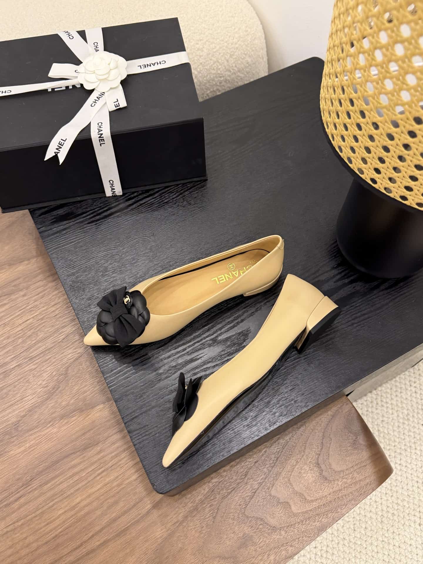Chanel Lambskin Camellia Ballerina Flats shoes Women