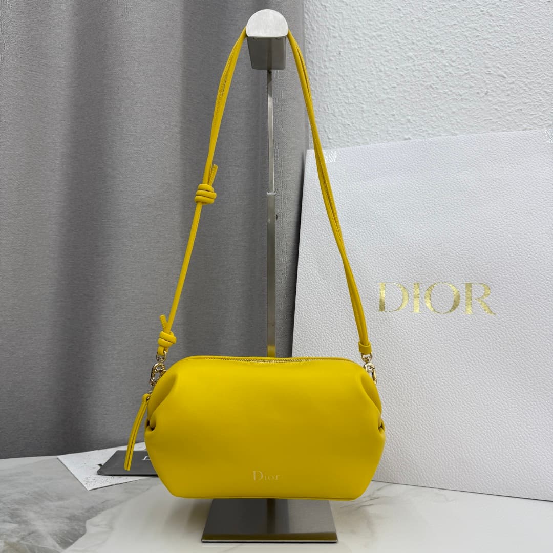 Dior Bow Pouch Buttercup Supple Lambskin S3900 High
