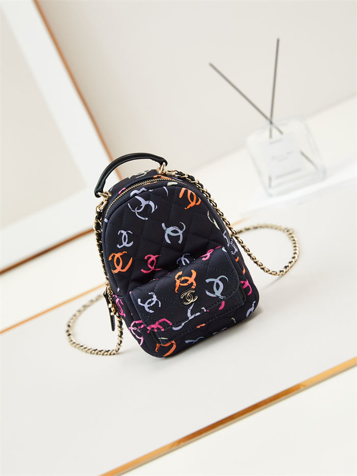 Chanel Mini Backpack Print Gold-Tone Metal AP3753 A