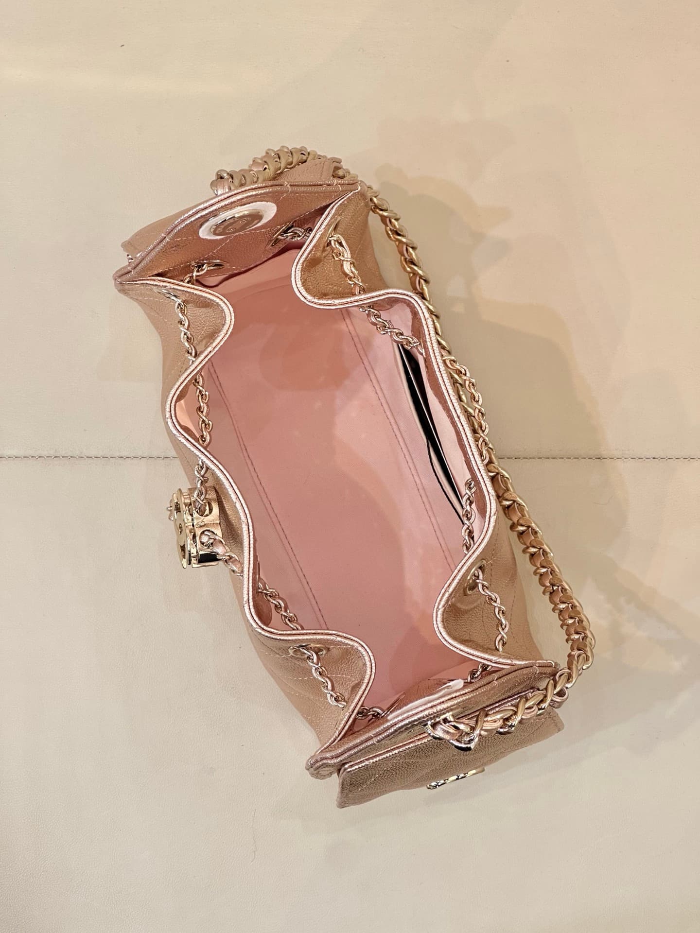 CHANEL 25 Mini Handbag AS5631 Grained Calfskin & Gold-tone Metal Rose Gold TOP