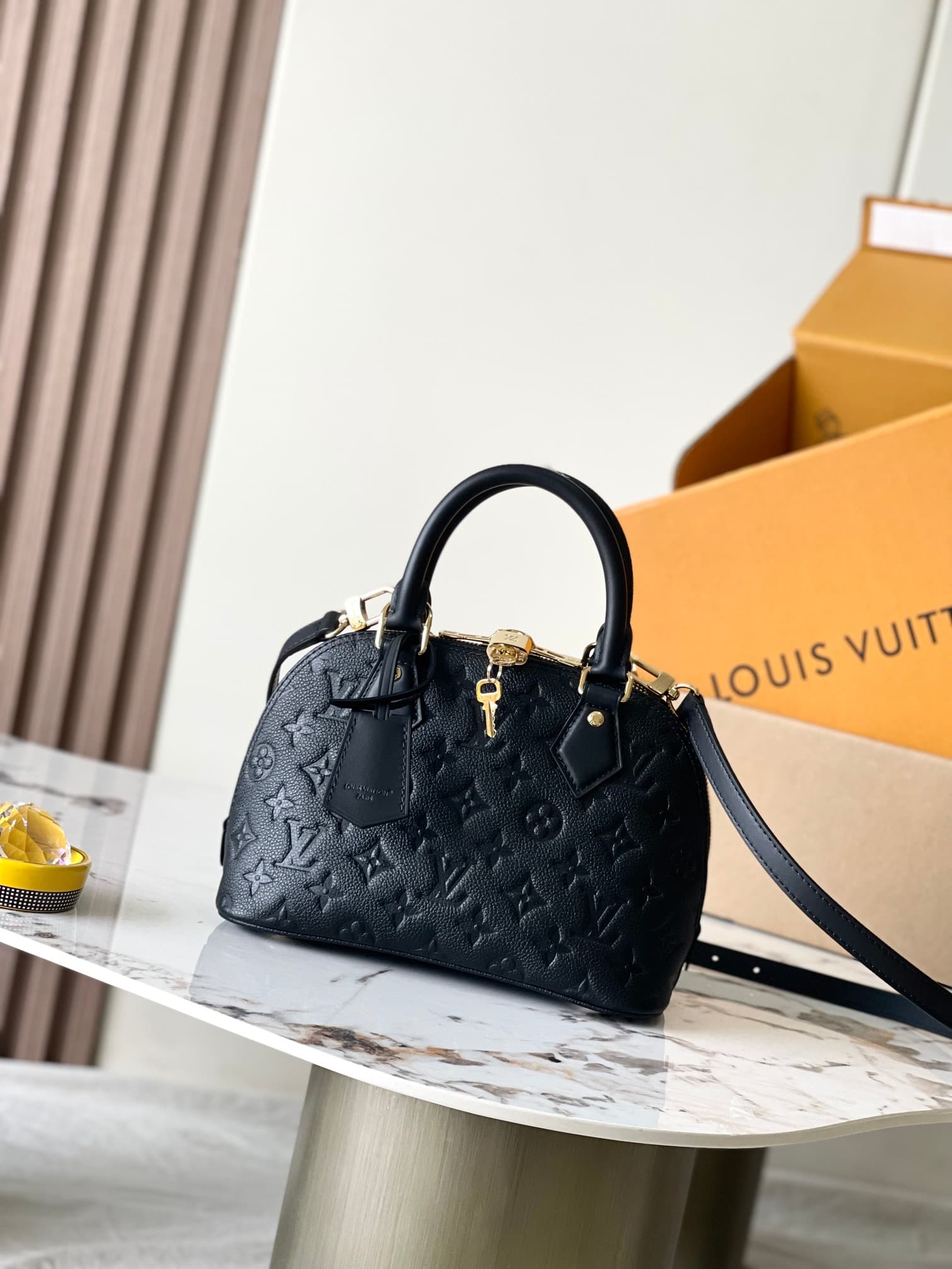 Louis Vuitton Alma BB Black Monogram Empreinte Leather M26409 TOP