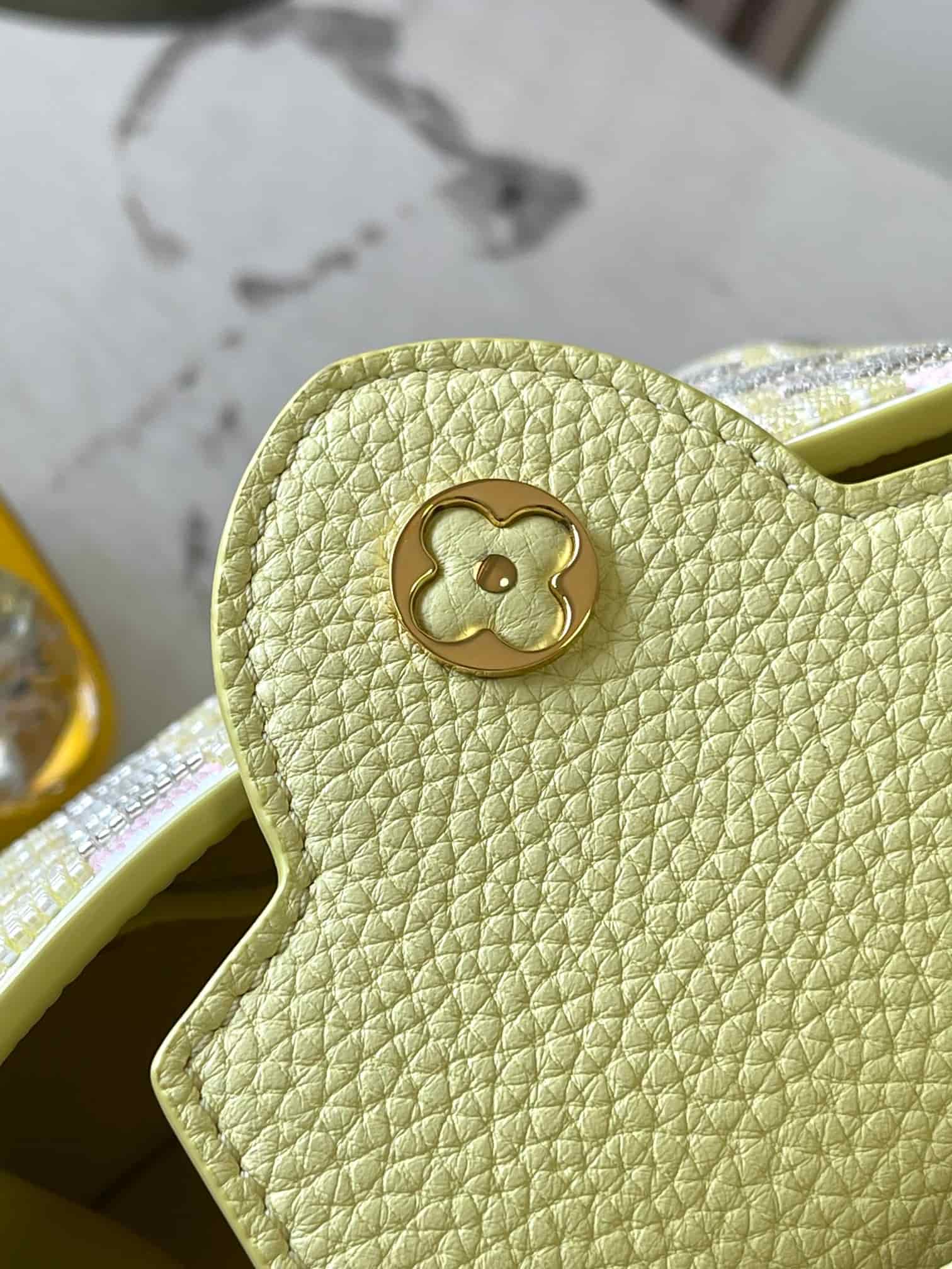 Louis Vuitton Capucines Mini Smooth calfskin and beads M24809 Yellow/Pink Top