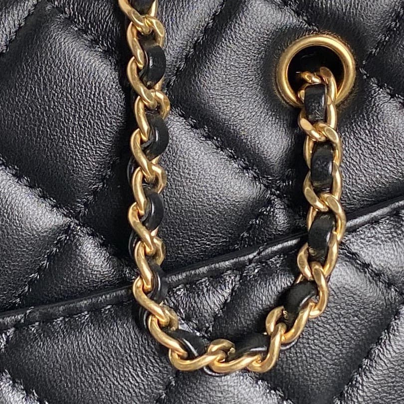 Chanel Maxi Camera Case Lambskin & Gold-Tone Metal Black AS5187 A