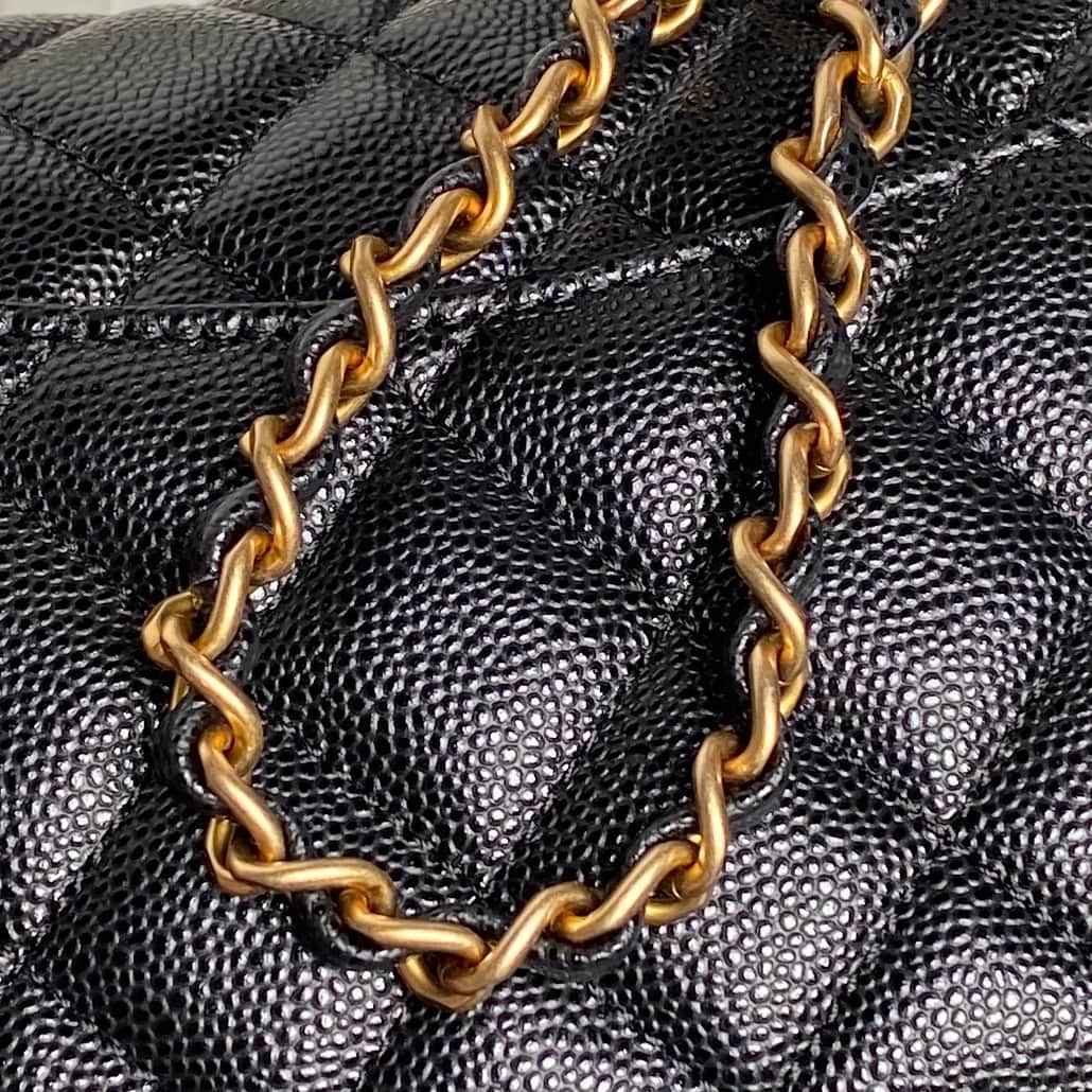 Chanel Mini Flap Bag with Top Handle Grained Shiny Calfskin &  Gold-Tone Metal Black AS5702 A