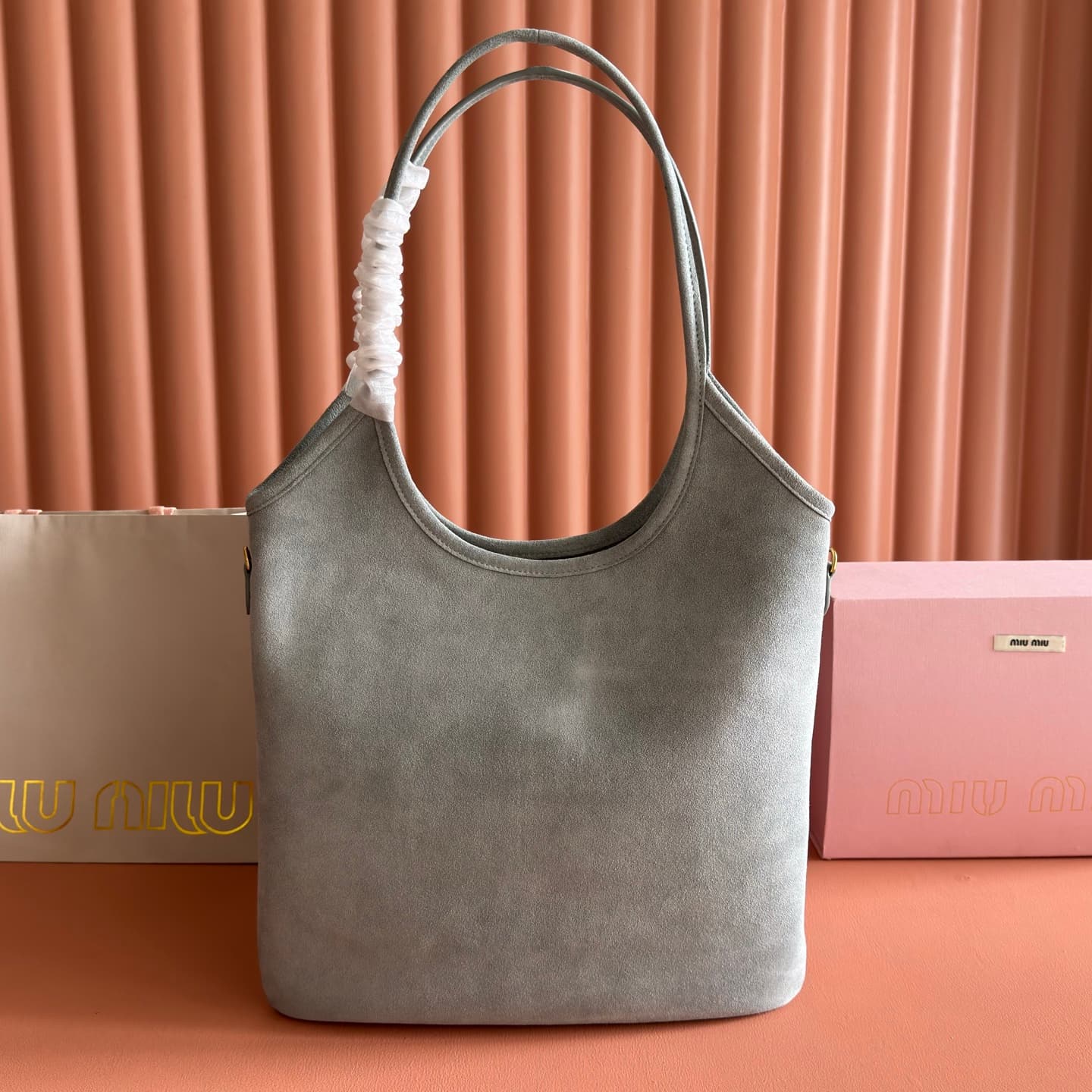 Miu Miu Ivy Powder Blue Suede Bag 5BG231 TOP