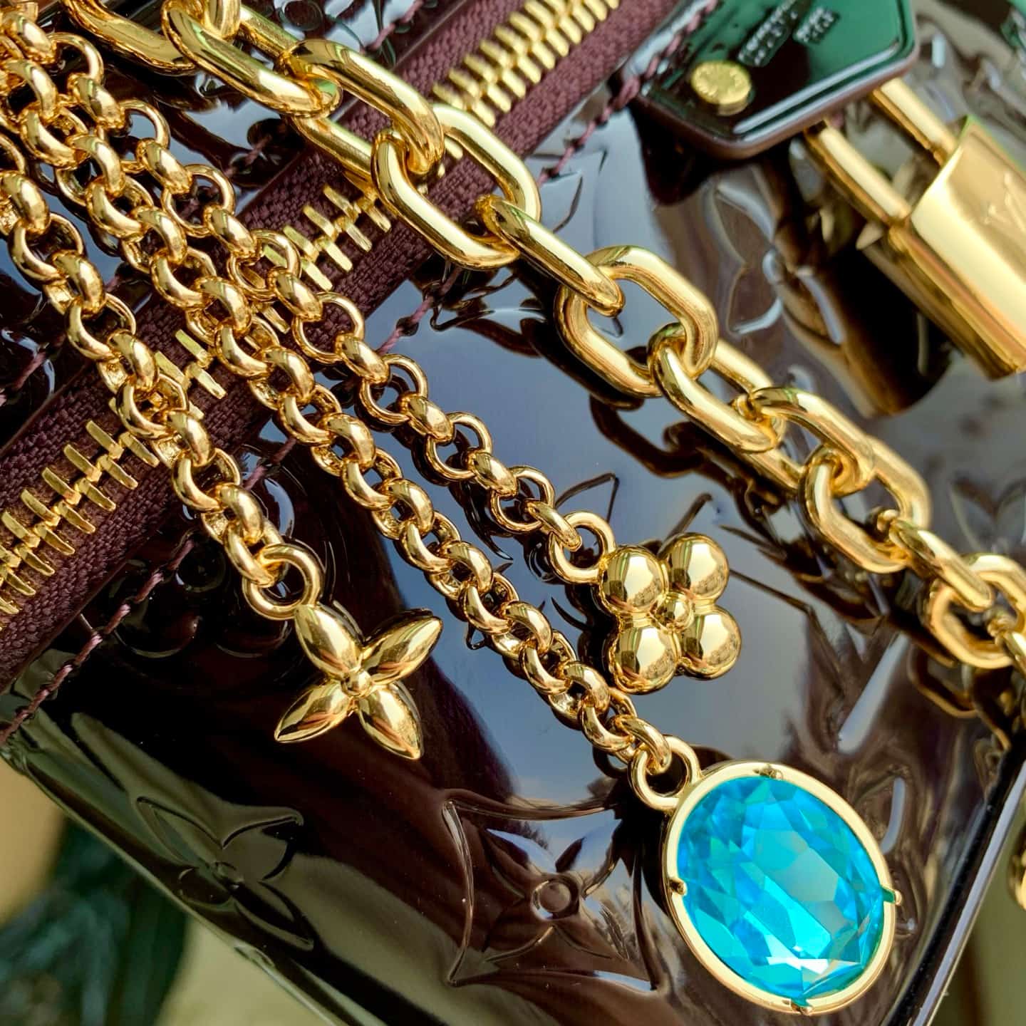 Louis Vuitton Vanity Chain Pouch Datewood Varnished cowhide leather M28334 High