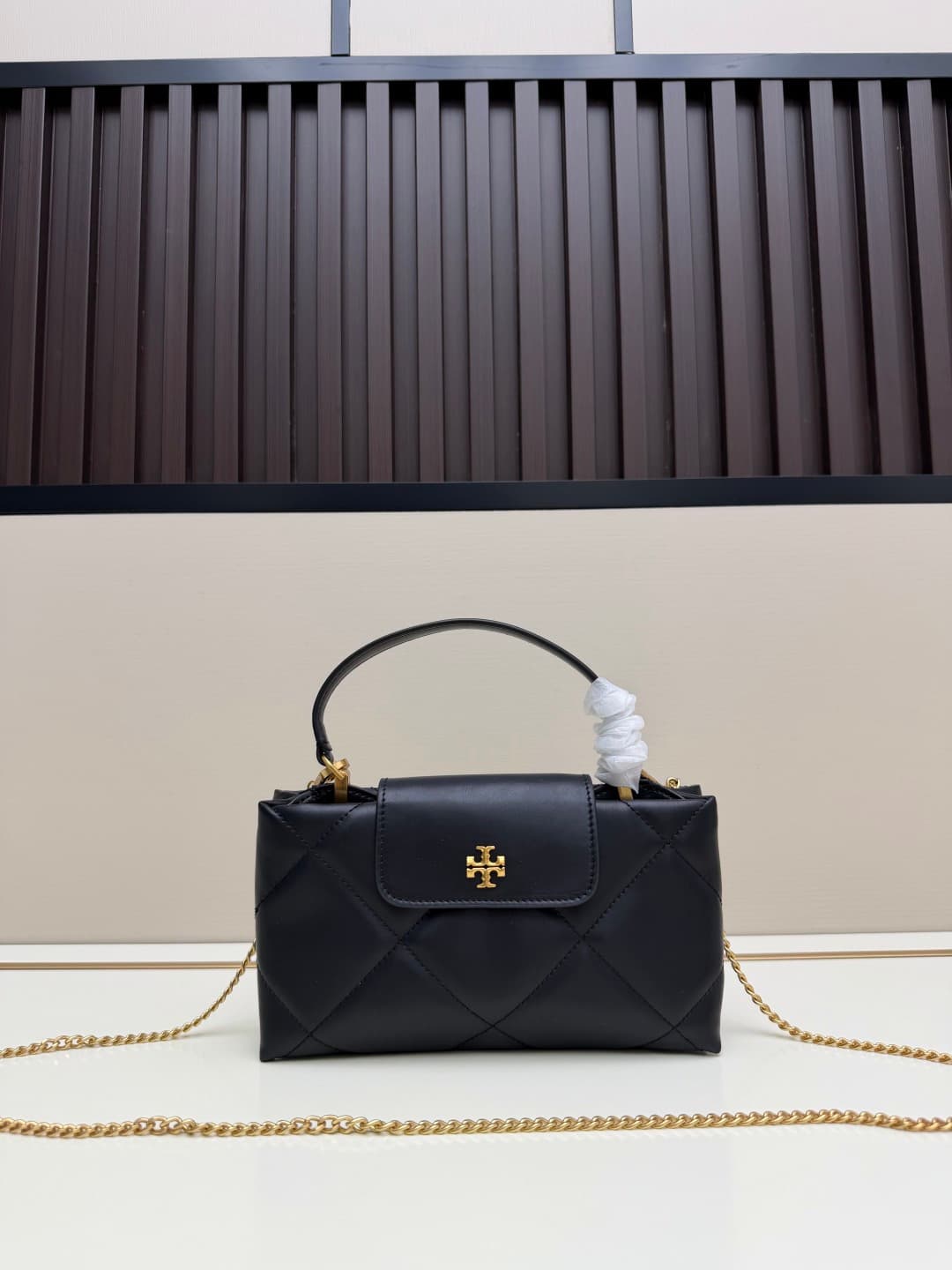 Tory Burch KIRA DIAMOND QUILT TOP-HANDLE BAG Black High