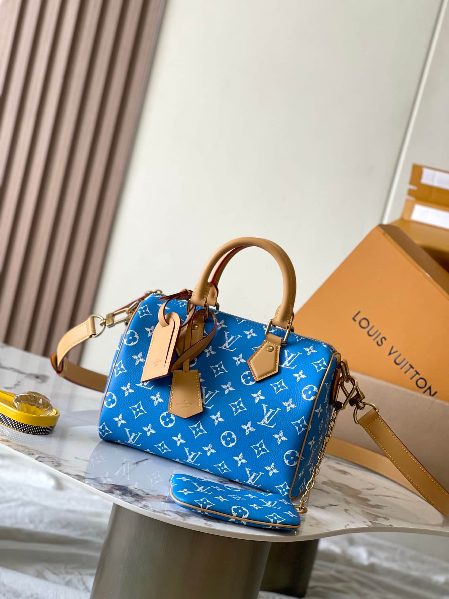 Louis Vuitton Speedy P9 Bandoulière 25 Soft calfskin Monogram Leather M24424 Blue TOP