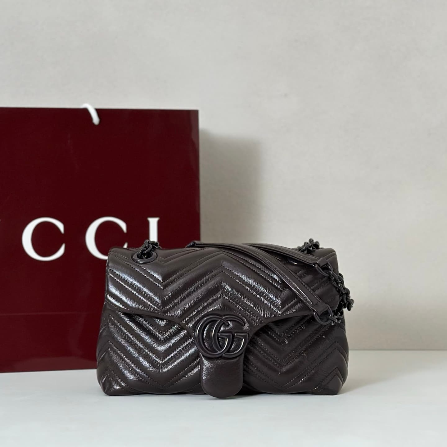 Gucci GG Marmont Small Shoulder Bag 855371 Deep Chocolate High