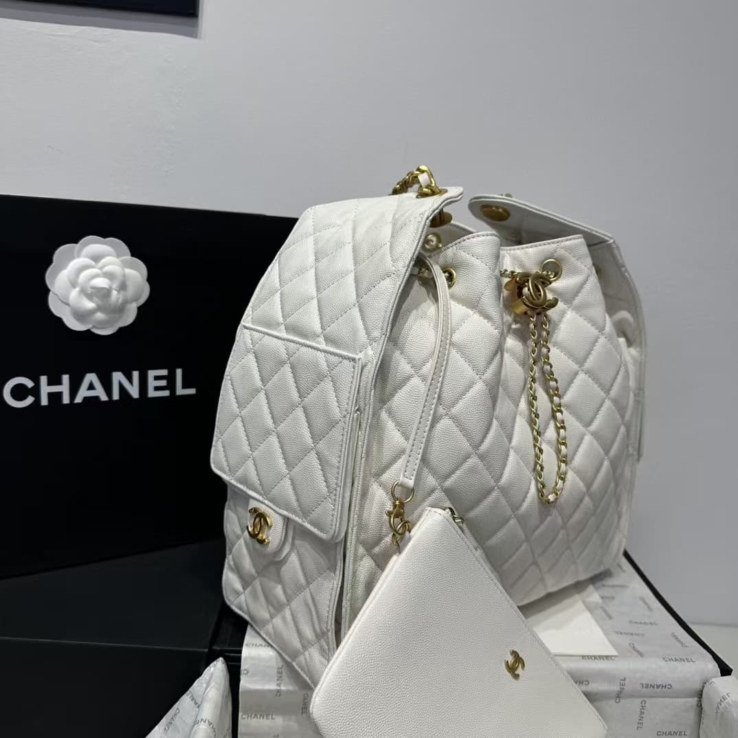 Chanel 25 Medium Hobo Medium handbag AS5311 Grained Calfskin & Gold-tone Metal White A