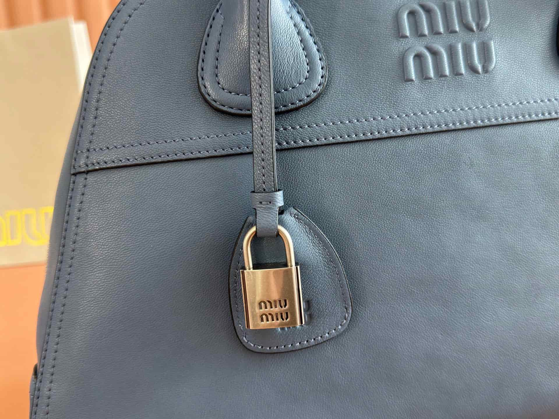 Miu Miu Vivant nappa leather bag Dark Blue 5BB196 TOP