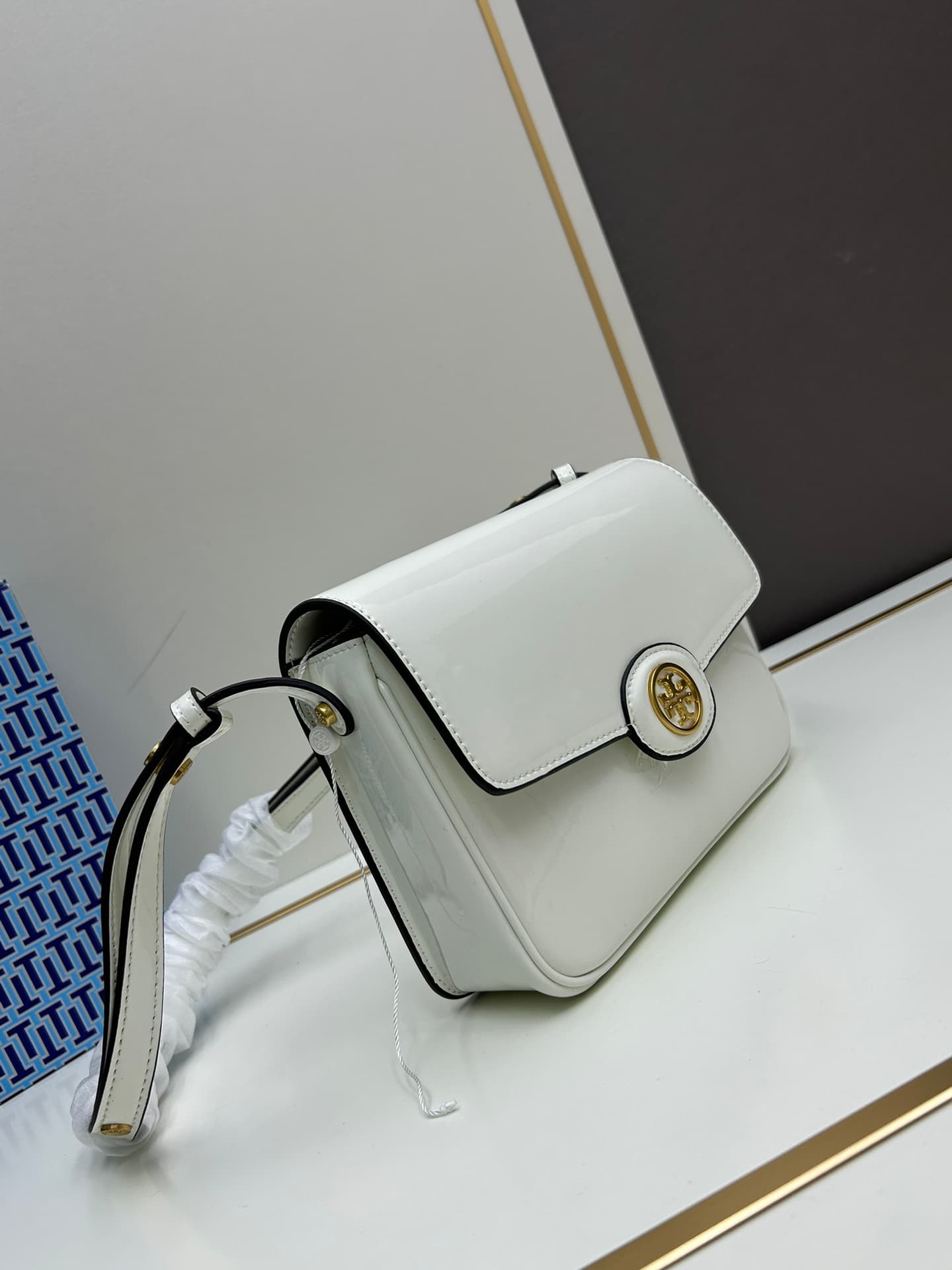 Tory Burch Robinson Spazzolato Convertible Shoulder Bag White High