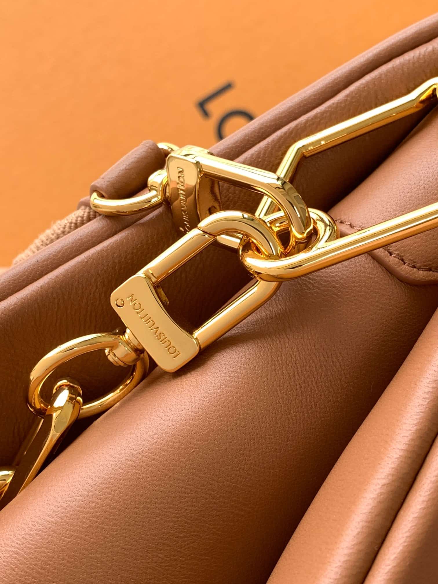 Louis Vuitton Coussin PM Camel Monogram-embossed puffy lambskin M21261 High