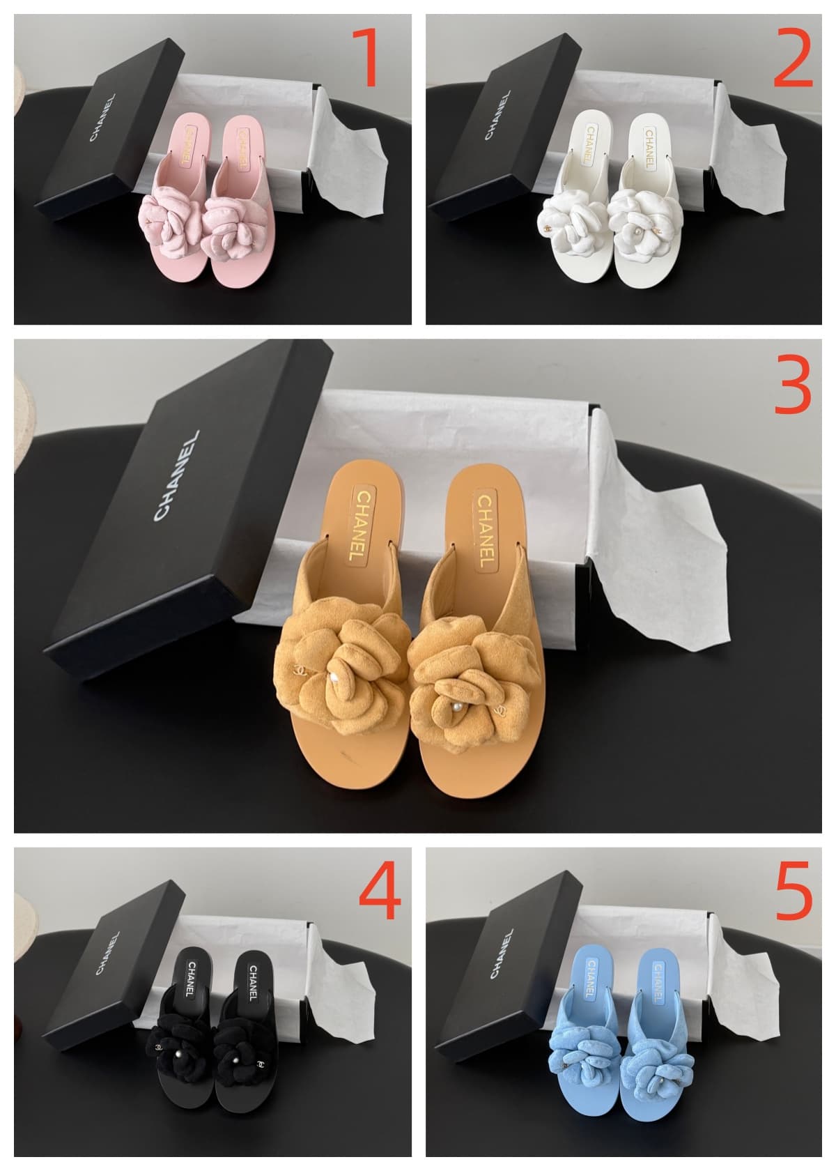 Chanel Camellia suede thong sandals