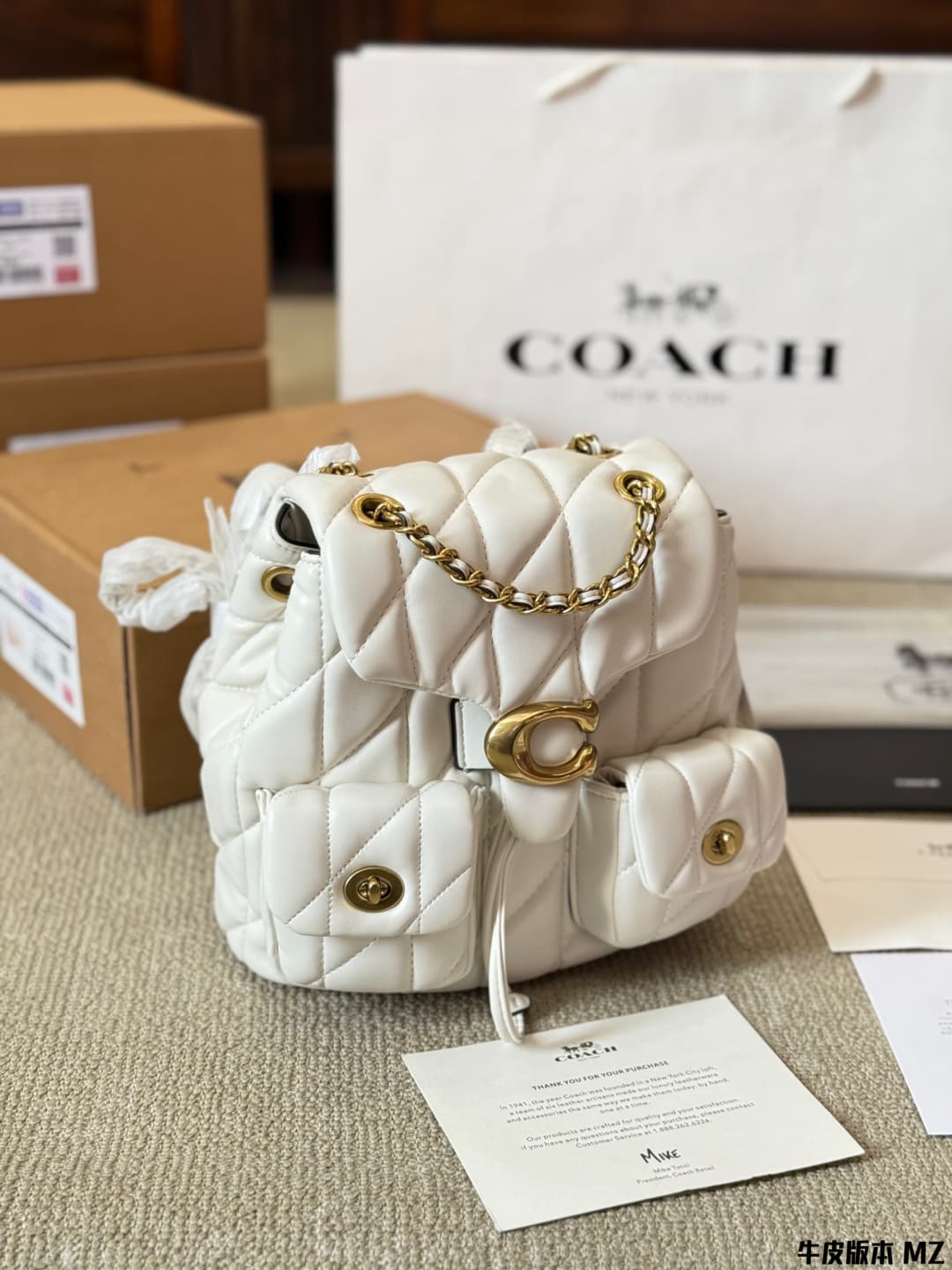 Coach Tabby Backpack With Pillow Quilting Nappa leather White