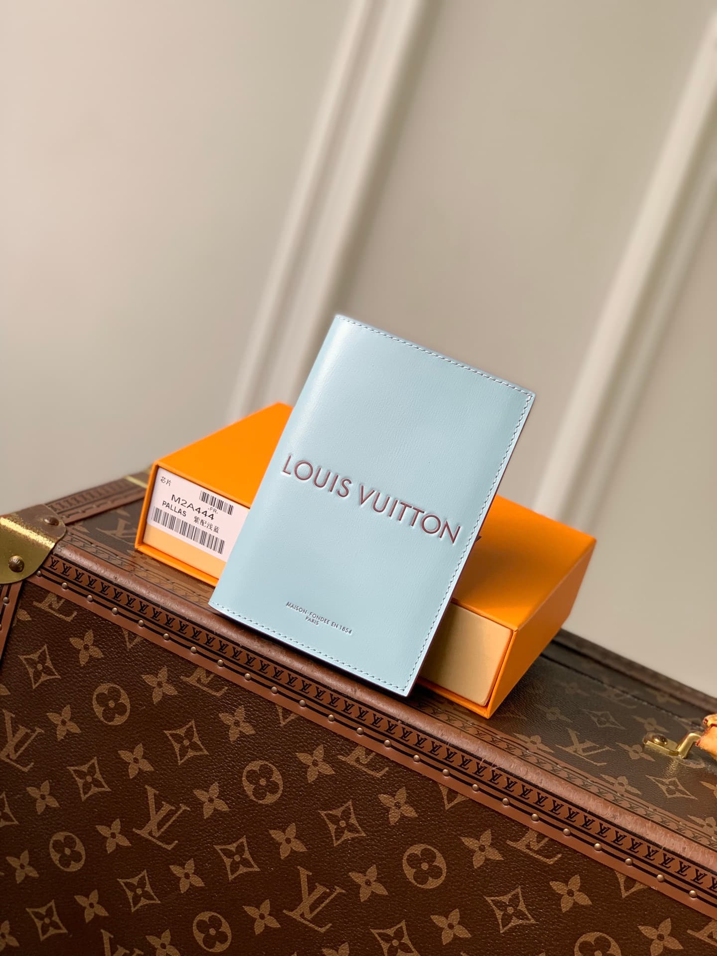 Louis Vuitton Passport Cover Frost Blue Cowhide leather M2A444 High