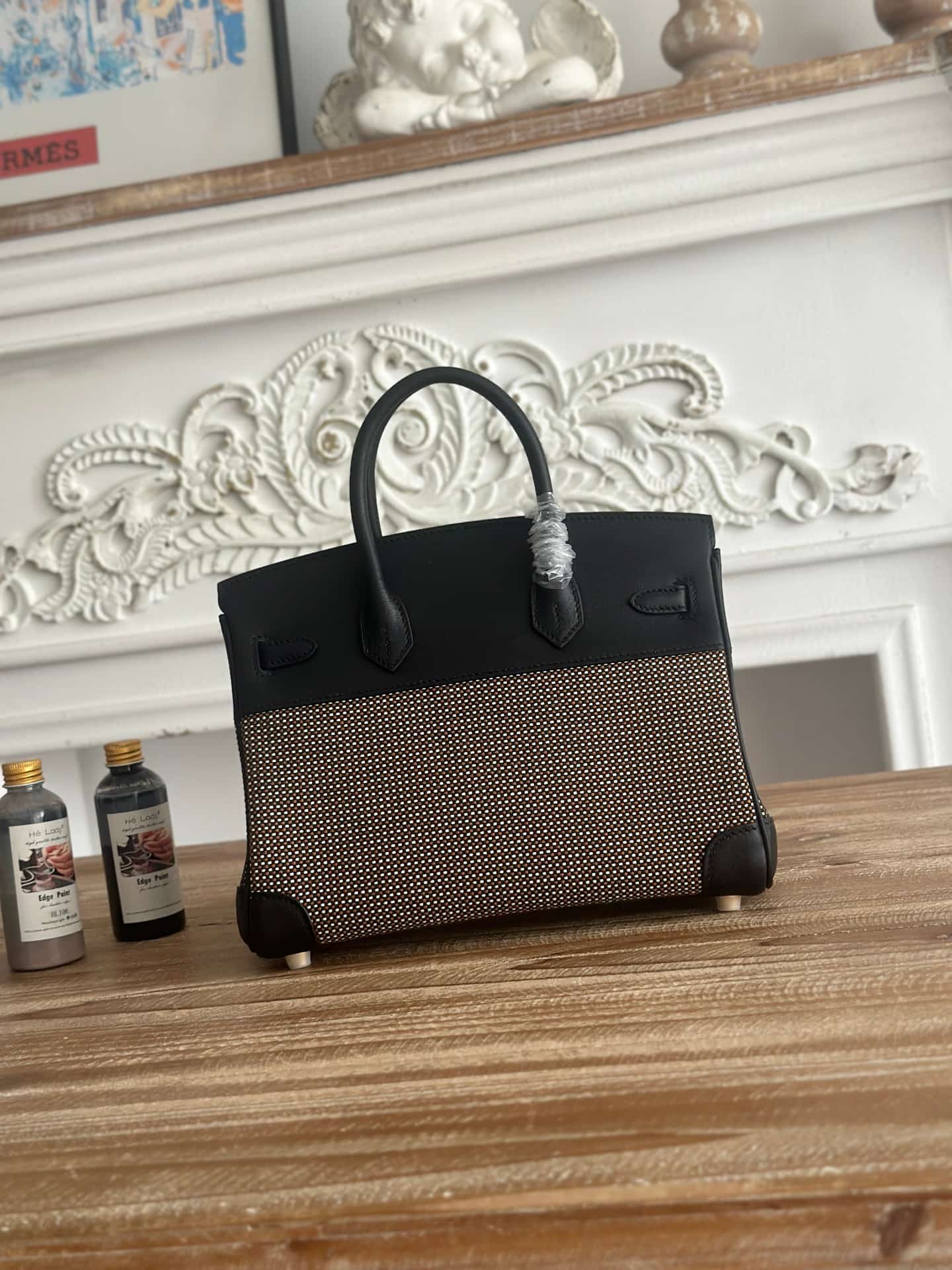 Hermes Birkin 25/30 Bag Canvas & Swift Leather WAX High