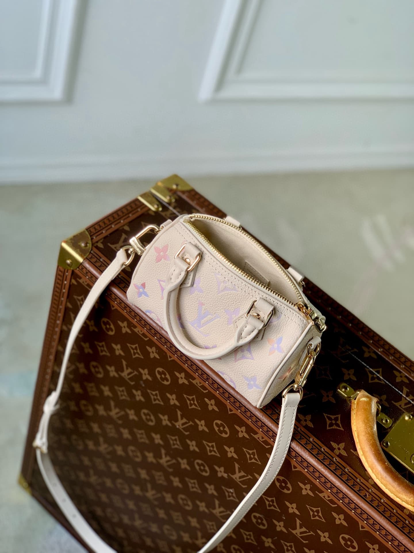 Louis Vuitton Nano Speedy Embossed grained cowhide leather M25591 Dream Beige High