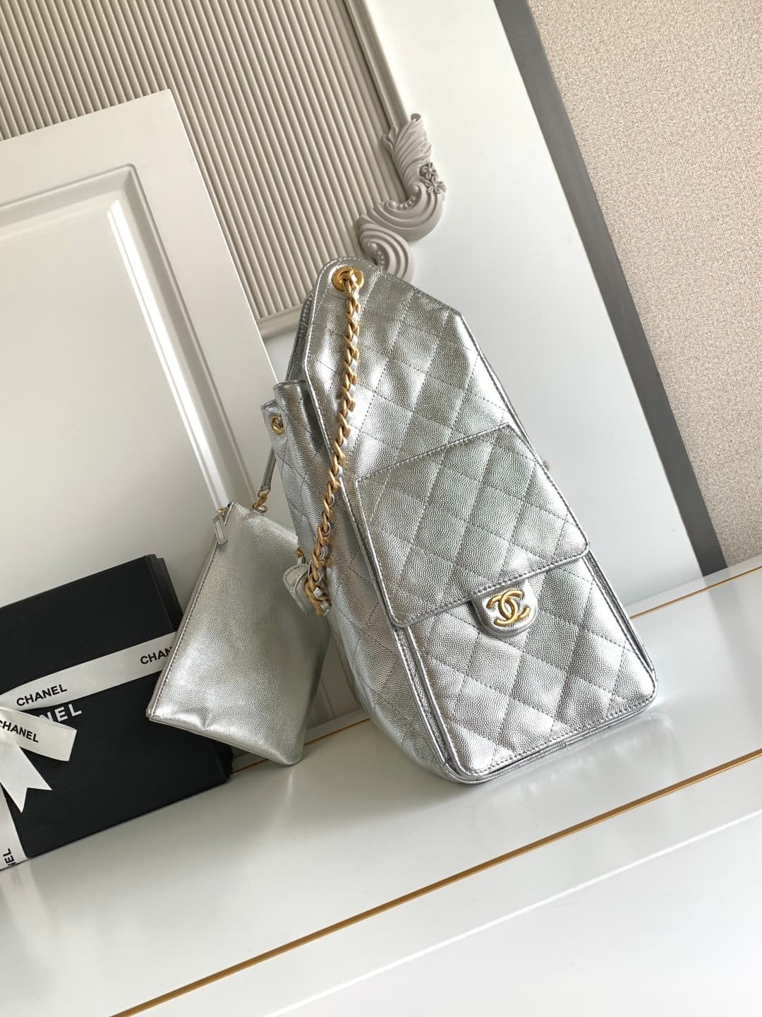 Chanel 25 Medium Hobo Medium handbag AS5311 Grained Calfskin & Gold-tone Metal Silver A