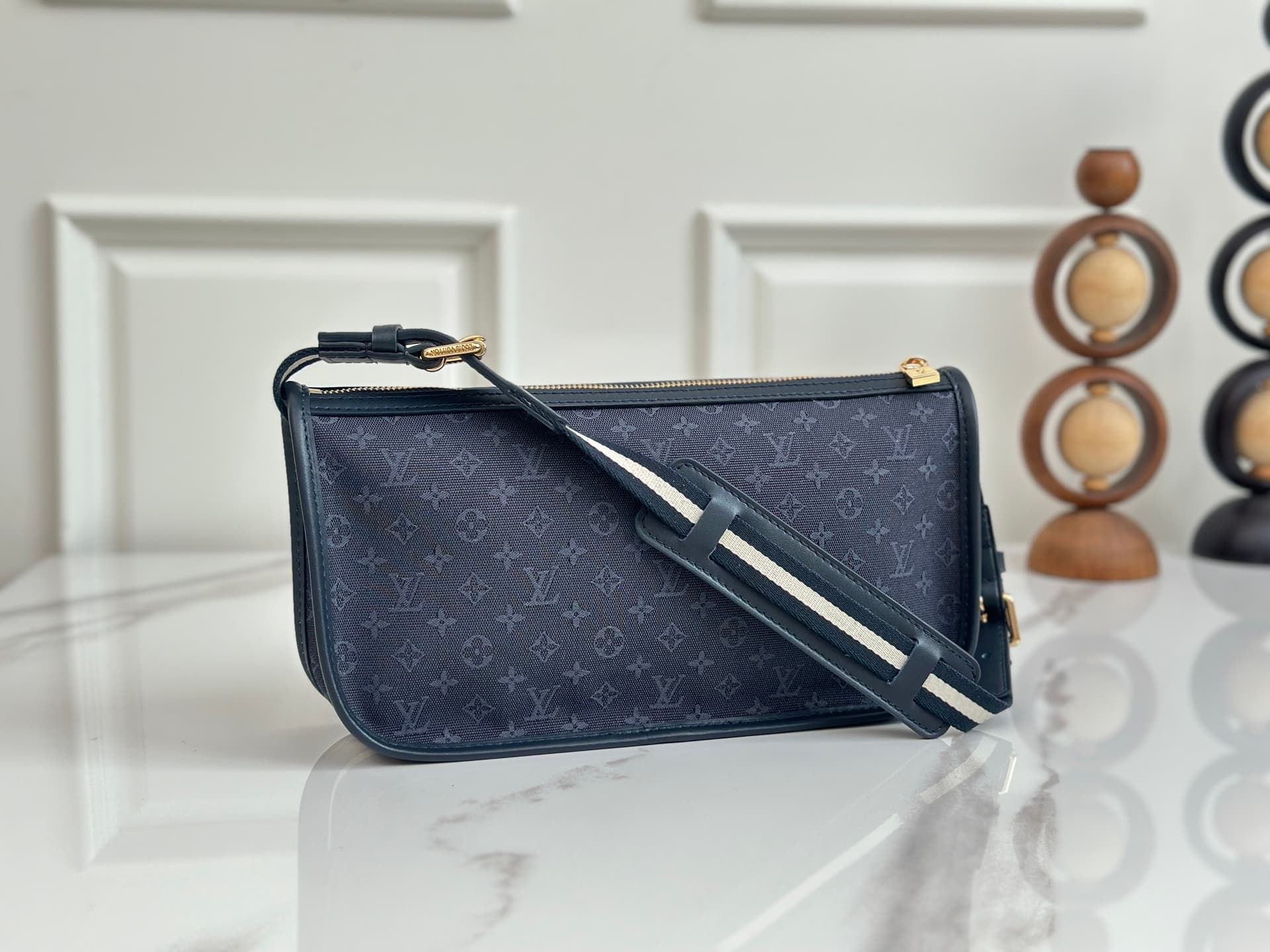 Louis Vuitton Mini Lin Pochette Kathleen Monogram Canvas Navy Blue M92330 High
