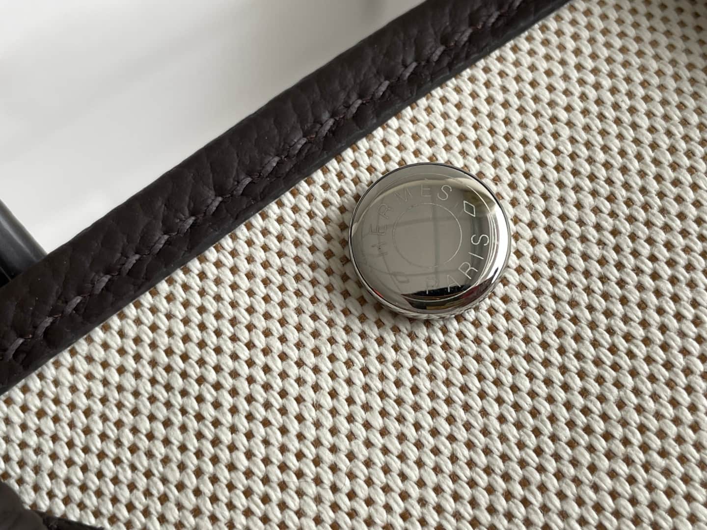 Hermes Garden Party 23 bag in Ebony Togo Leather With Canvas WAX High