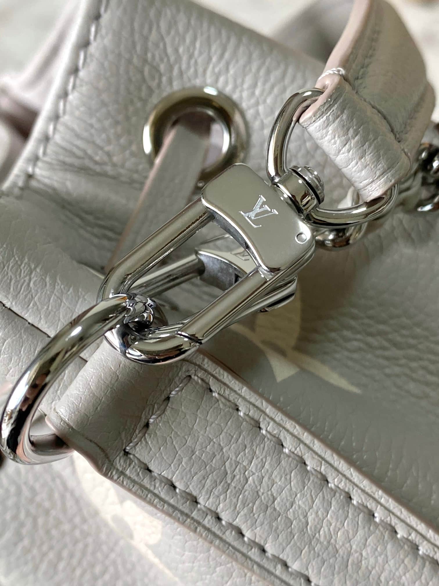 Louis Vuitton Nano Noé Embossed grained cowhide leather M14224 Brume Gray / White Quartz TOP