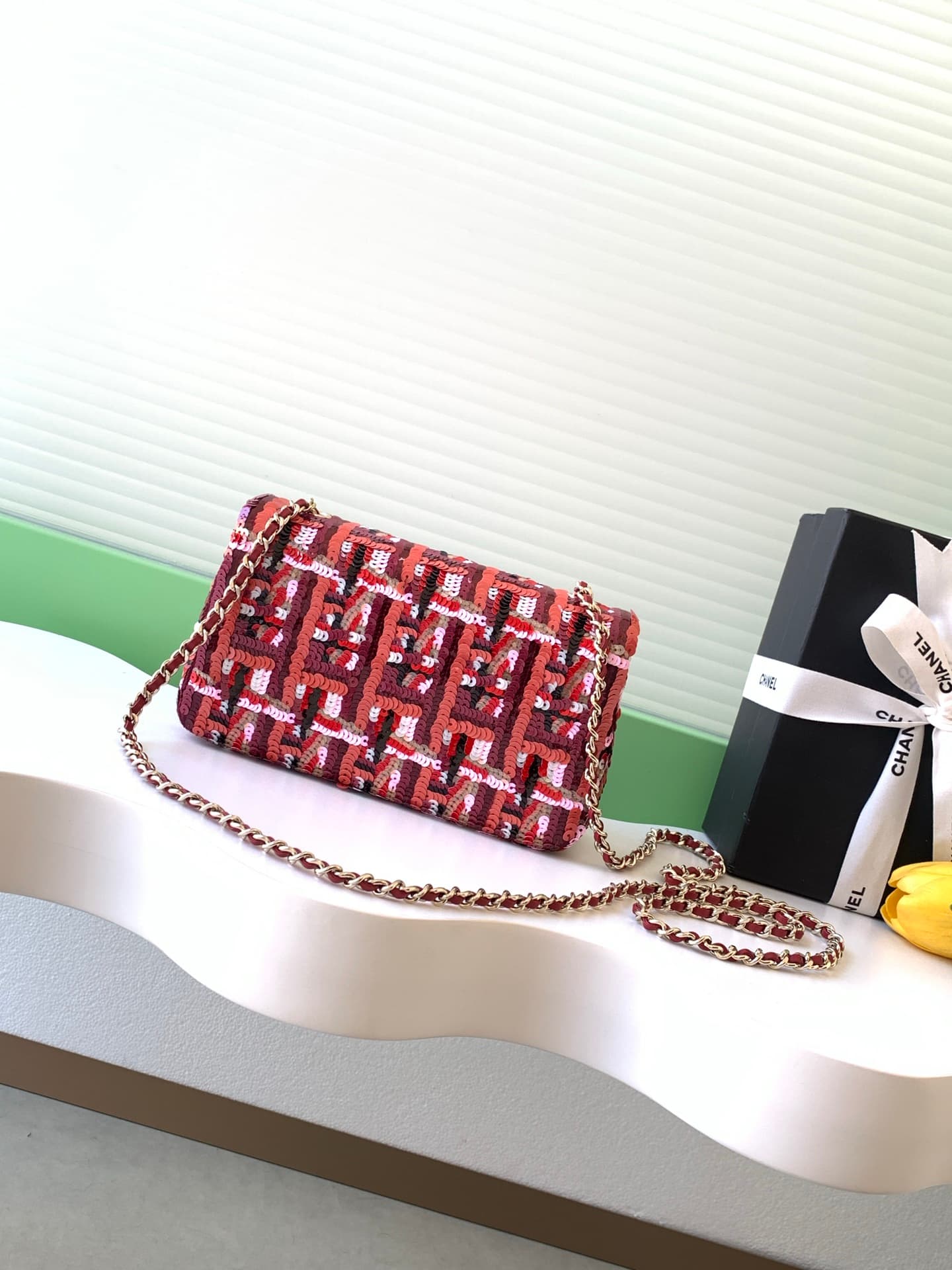 Chanel Flap Bag Sequins & Gold-Tone Metal AS4561  A