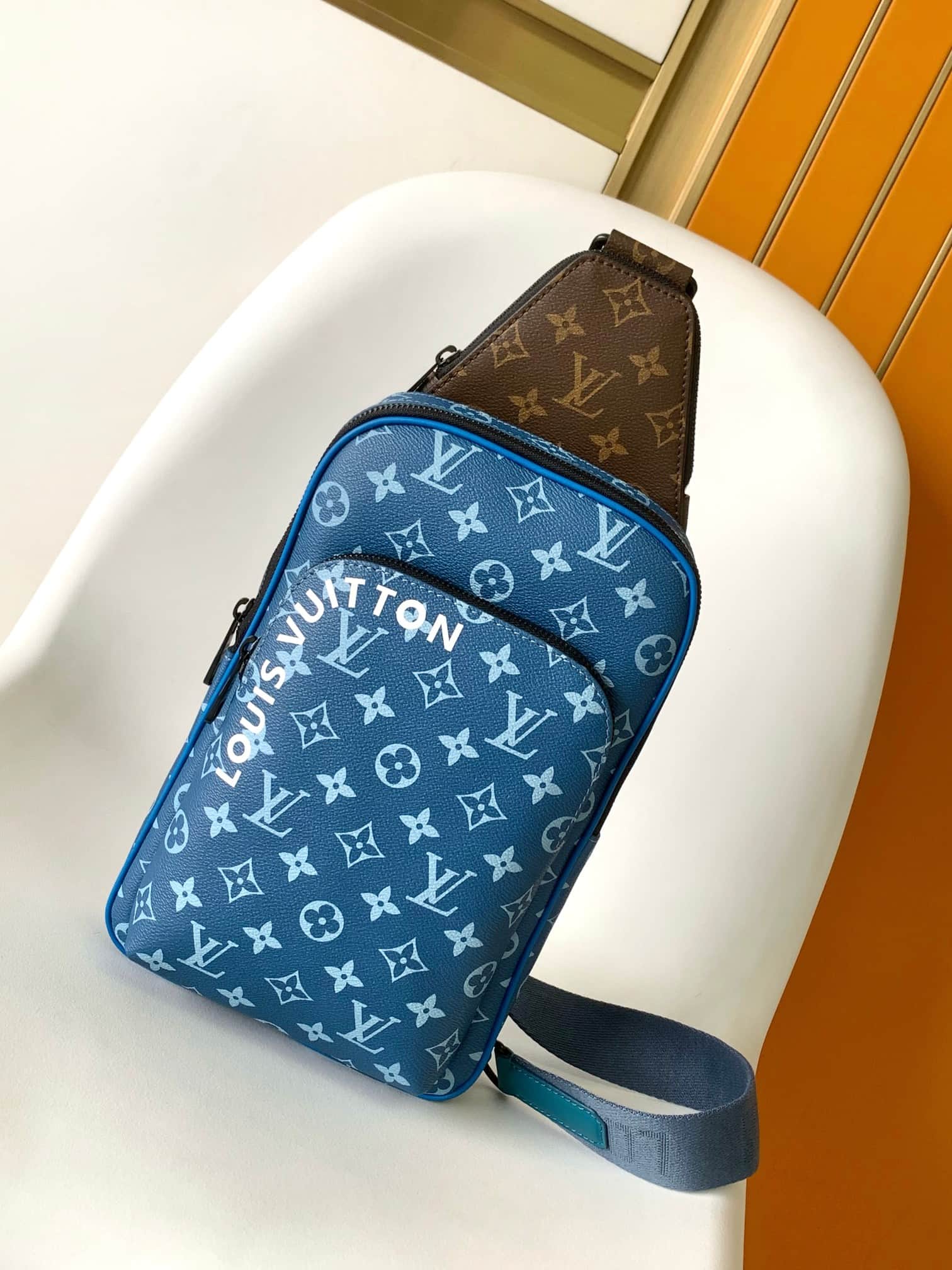 Louis Vuitton Monogram Avenue Macassar Canvas Sling Bag M23782 Atlantic Blue High