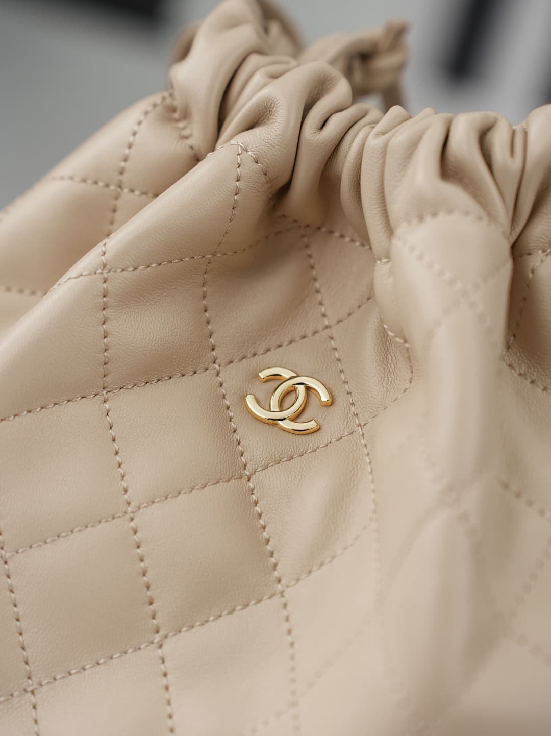 Chanel Clutch with Leather Strap Lambskin & Gold-tone Metal AP5228 Beige A