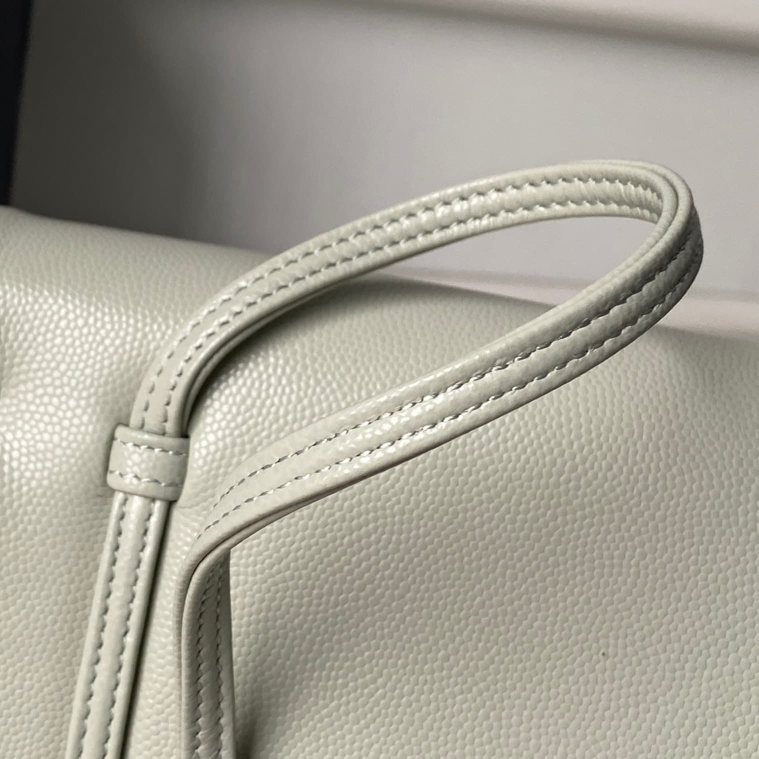 Chanel Small Flap Bag Grained Shiny Calfskin & Gold-Tone Metal AS6130 Gray-green High