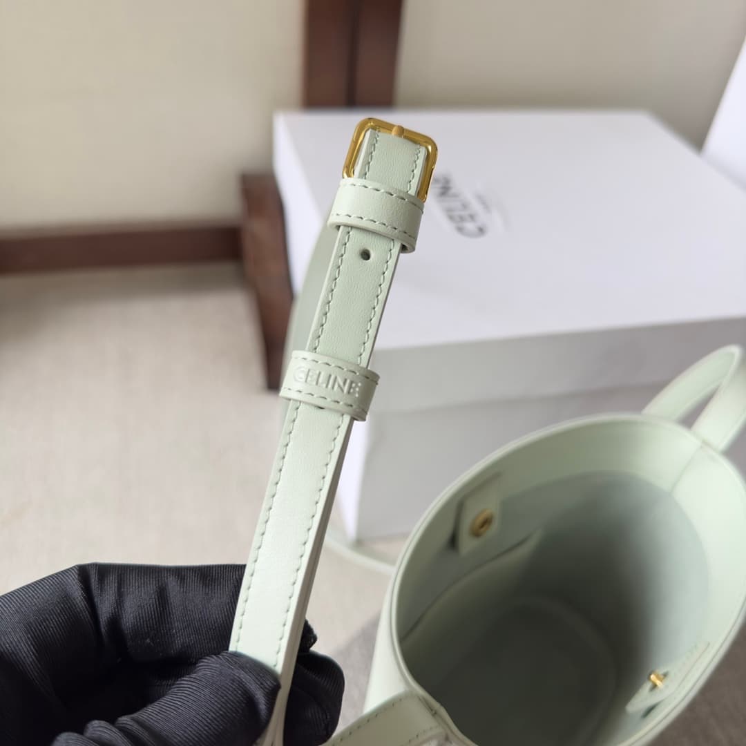 CELINE Small Bucket Bag in Jade Smooth Calfskin Leather High