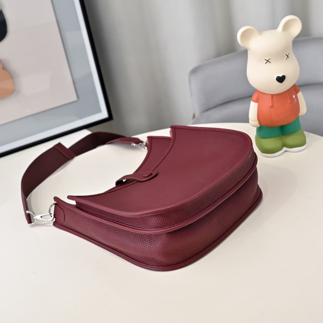 Hermes Evelyne III PM Bag Clemence Leather In Claret High