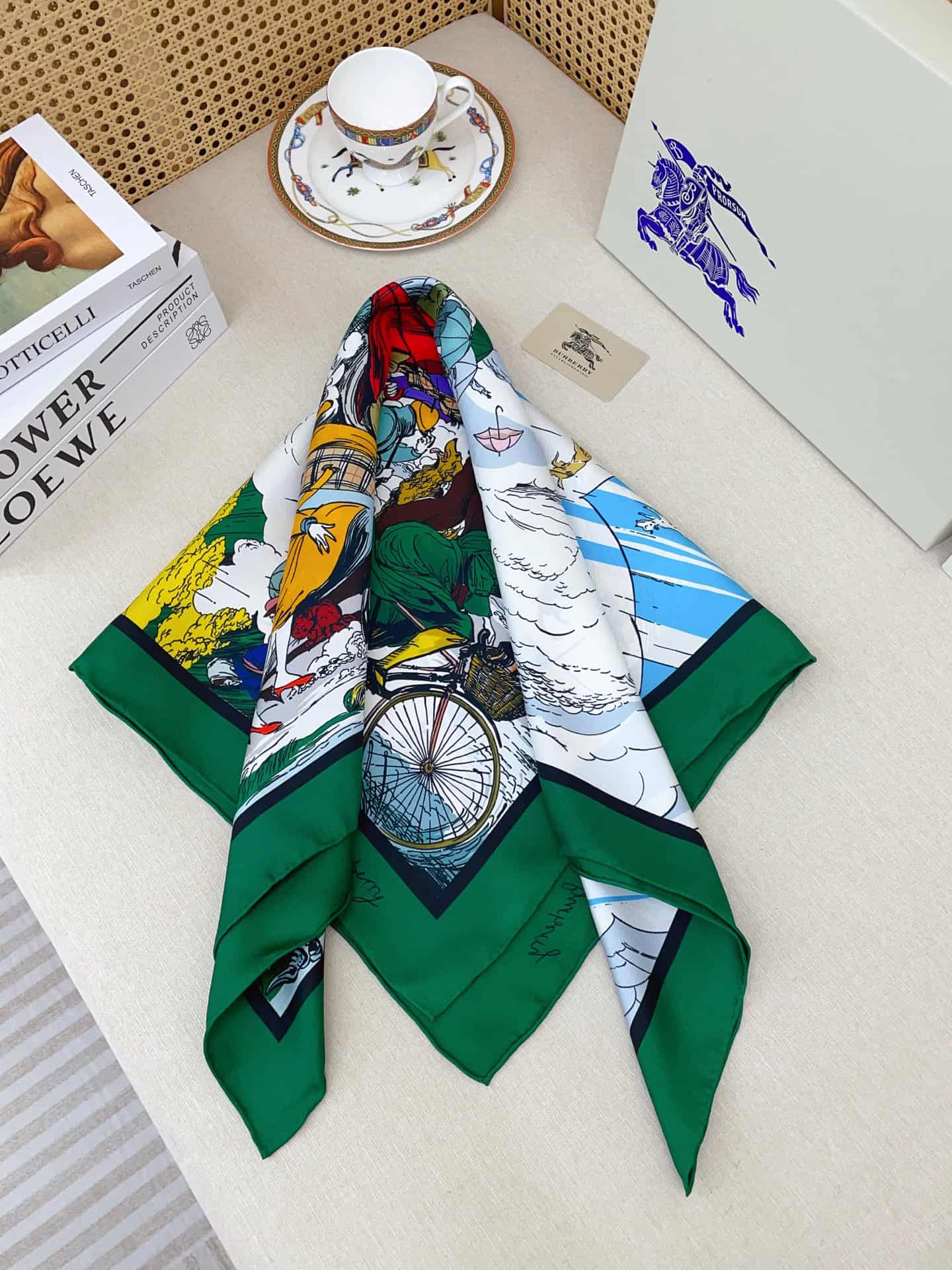 Burberry Raining Cats and Dogs silk scarf