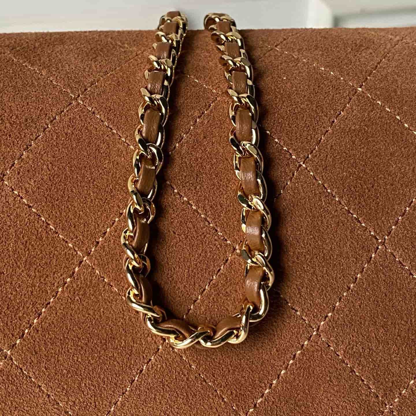 Chanel Clutch with Chain Suede & Gold-Tone Metal AP5294 Camel High