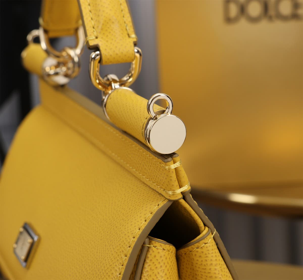 Dolce & Gabbana Miss Sicily top handle bag calfskin leather Yellow High