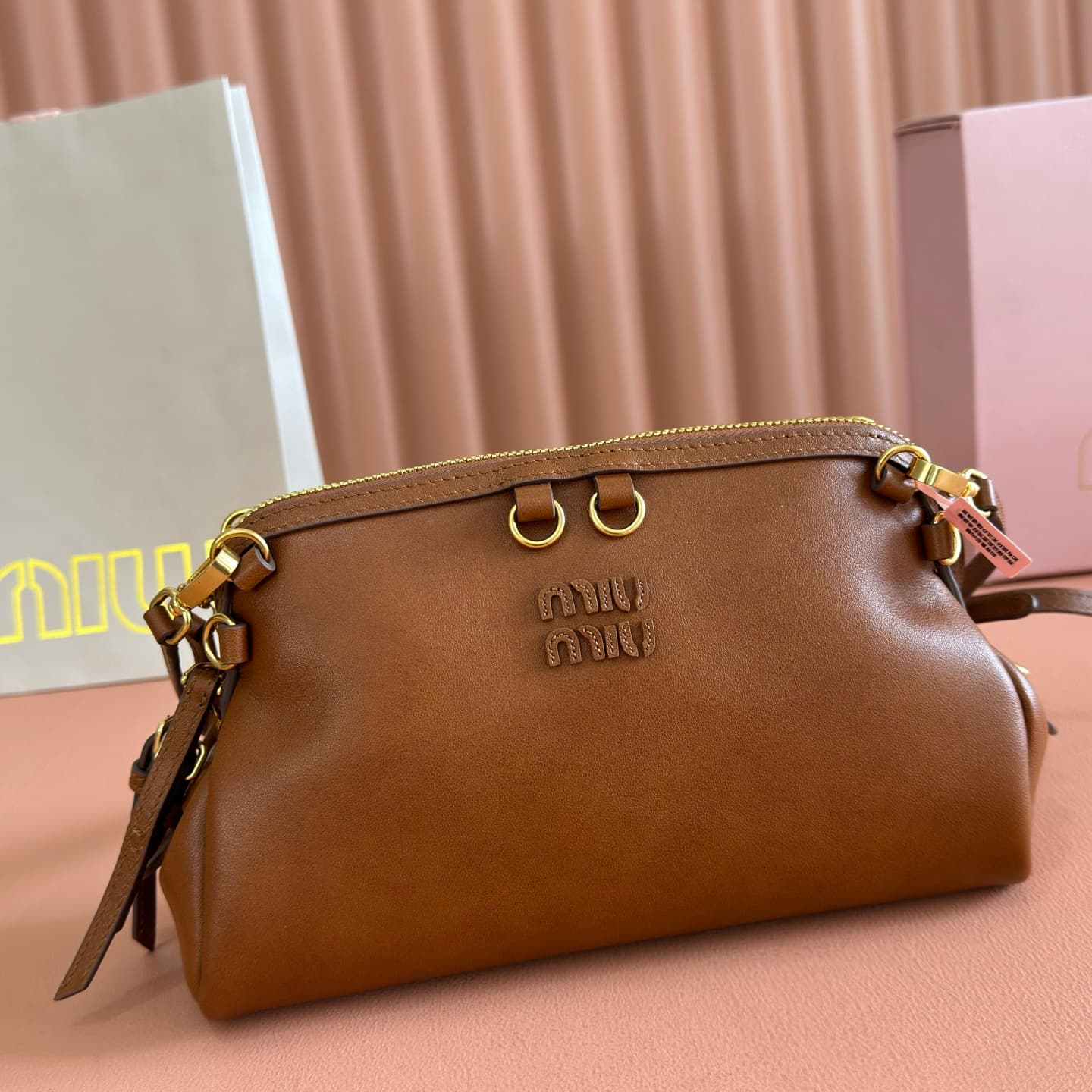 Miu Miu Caprice leather clutch 5BF131 Brown TOP
