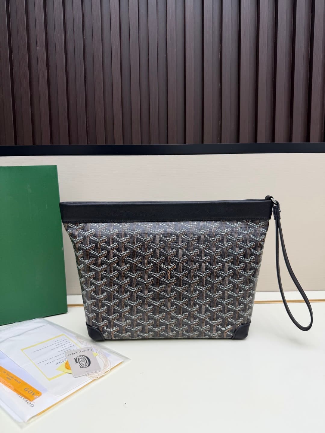 Goyard Conti pouch Goyardine canvas and Chevroches Calfskin Black High