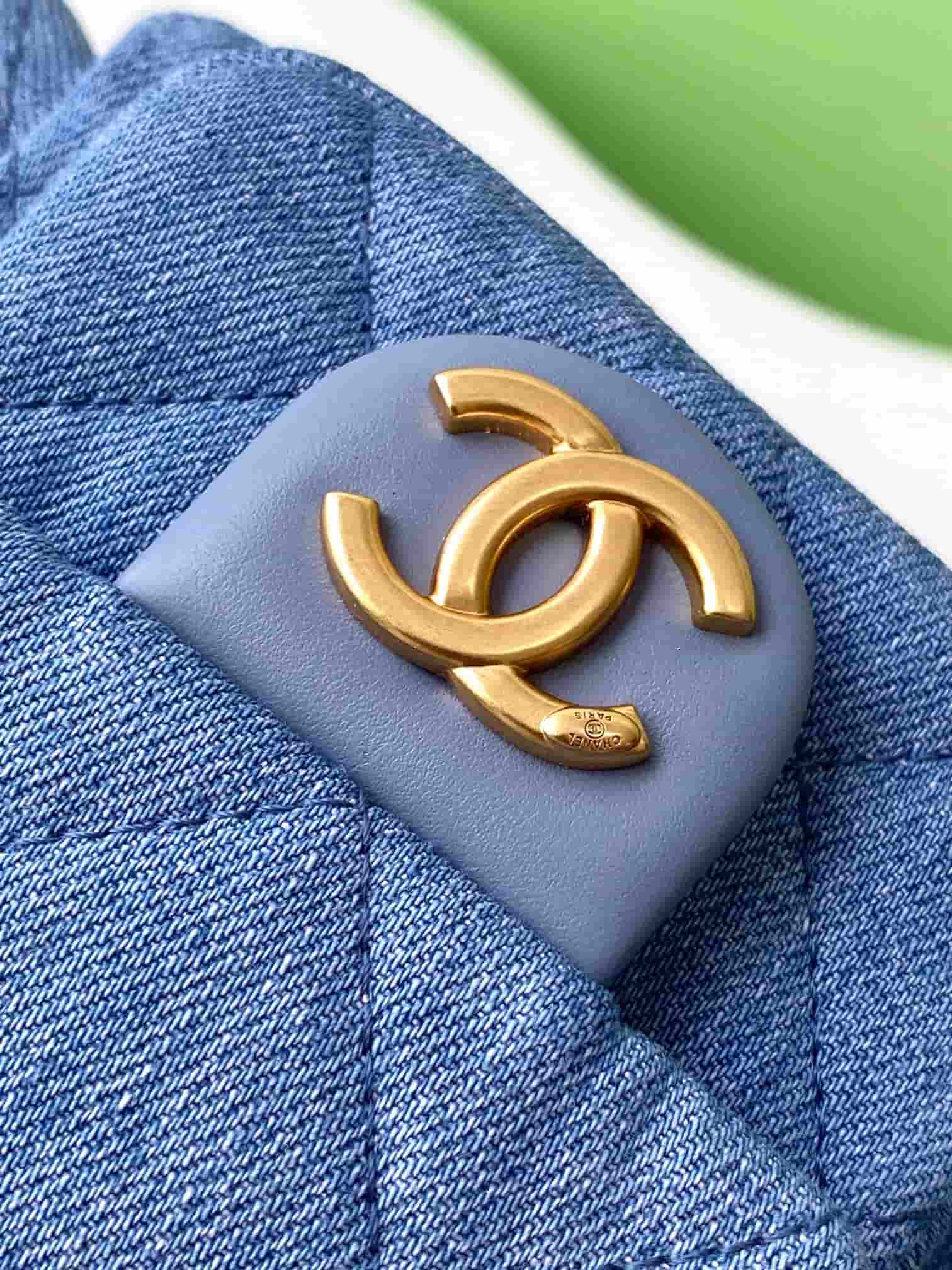 Chanel Trendy Pockets Hobo Bag Denim & Gold Metal Blue AS5339 A