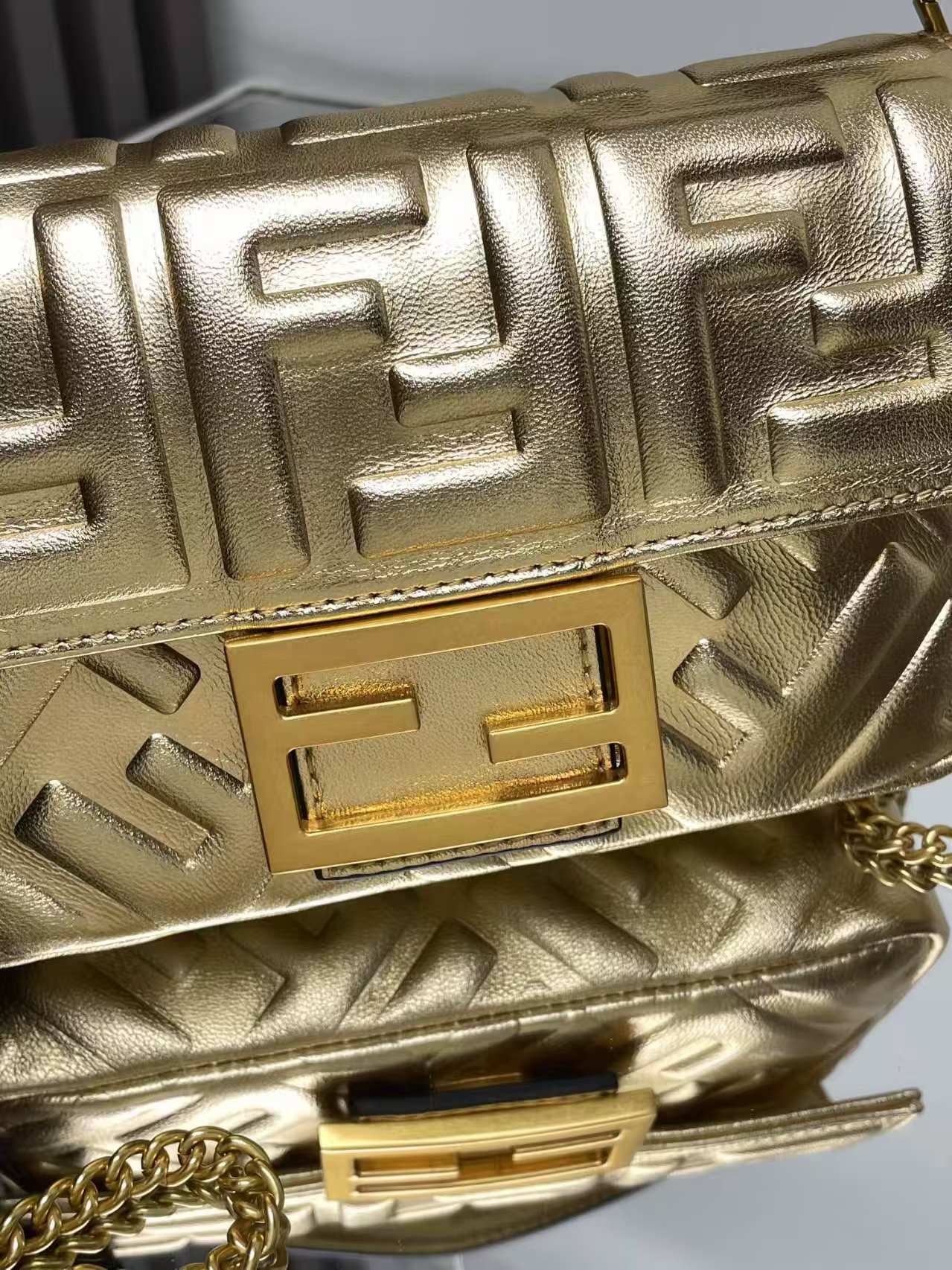 MINI BAGUETTE leather bag gold High