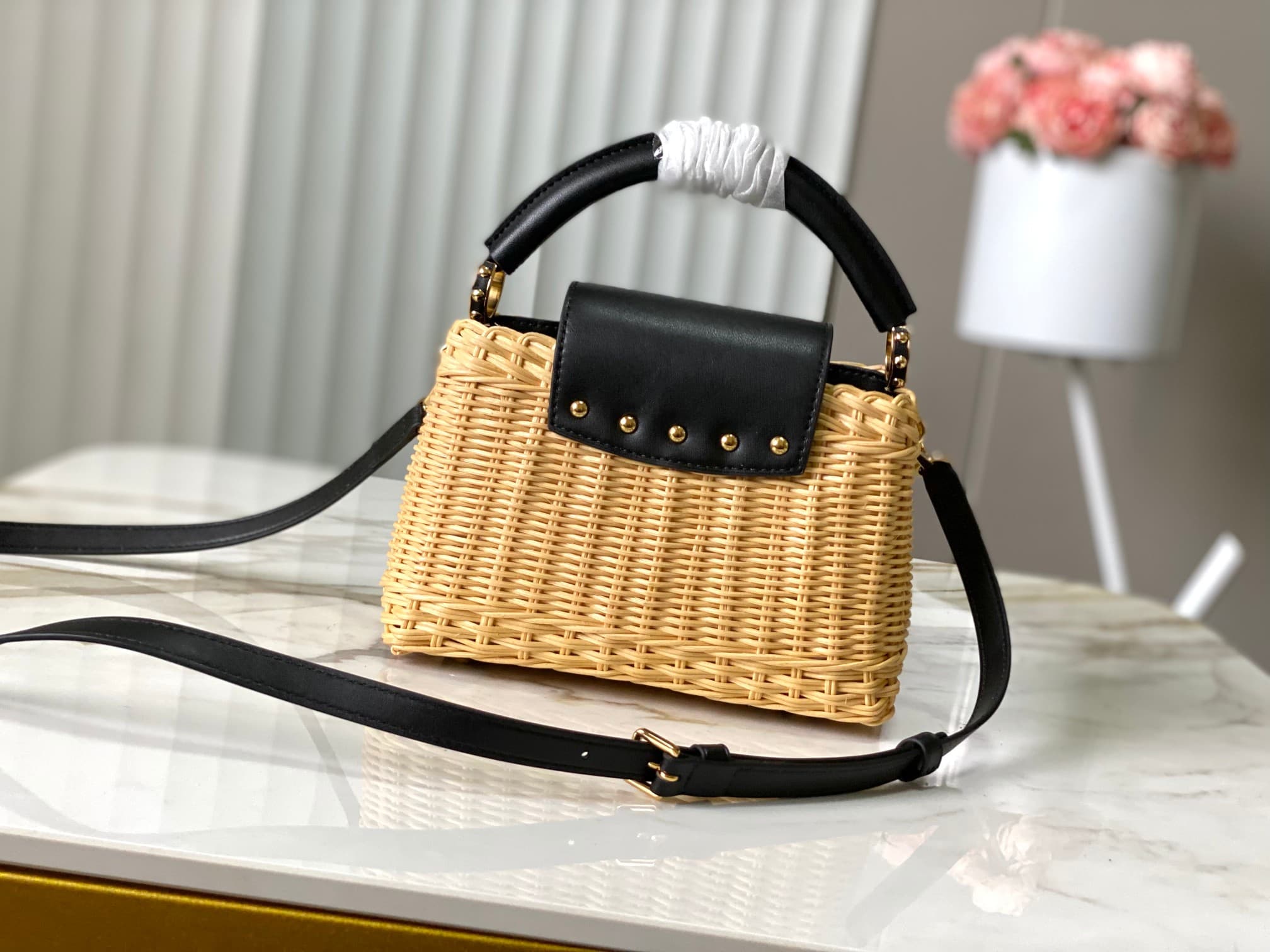 Louis Vuitton Capucines Mini Rattan and cowhide leather M26003 Black Top