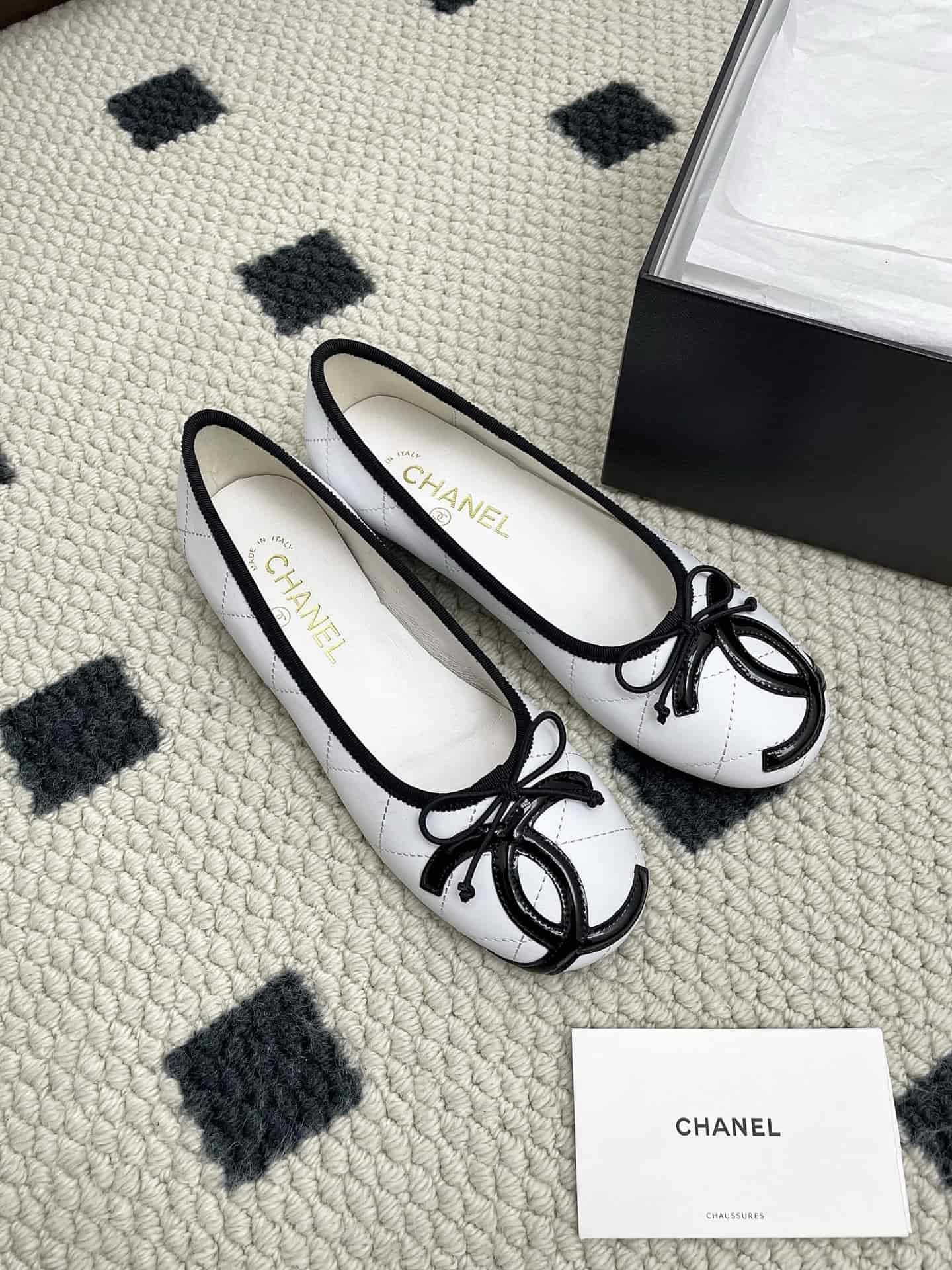 Chanel Pony Hair Patent Cap Toe Ballet Flats shoes Women