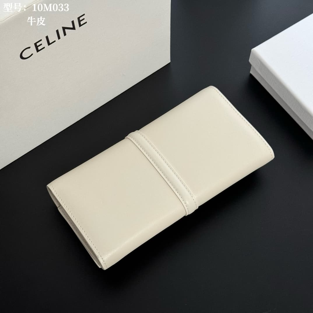 Celine Wallet 16 in White satinated calfskin leather 10M033 High
