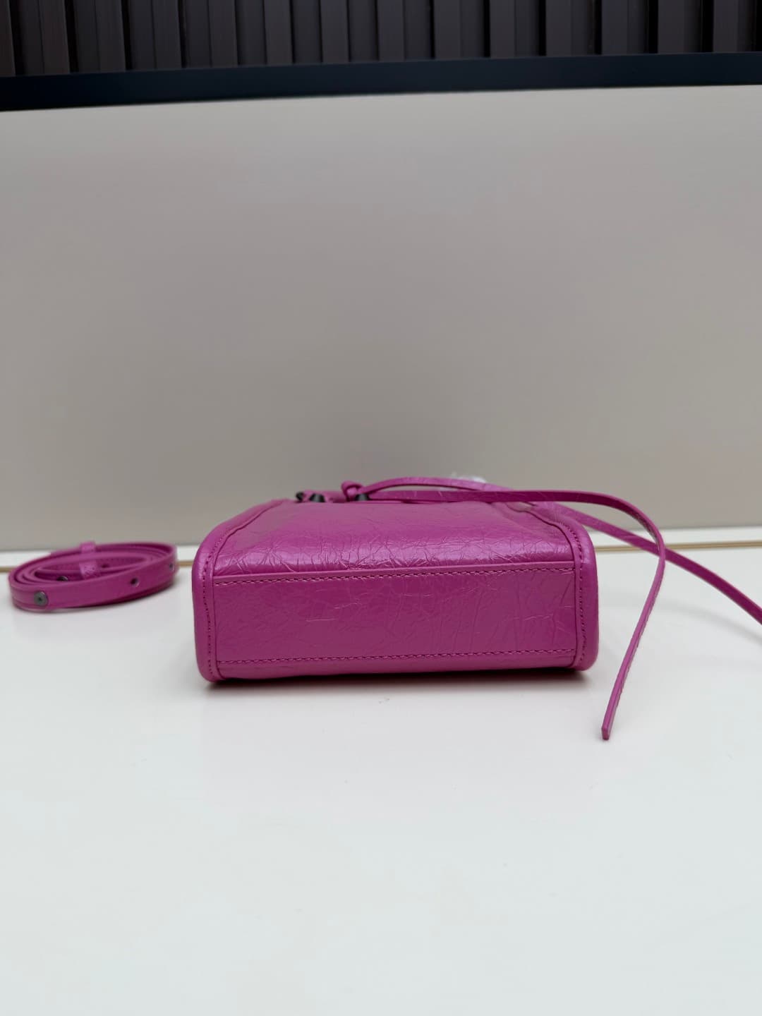 Balenciaga Le City Leather Tote Phone Holder Vibrant Pink High