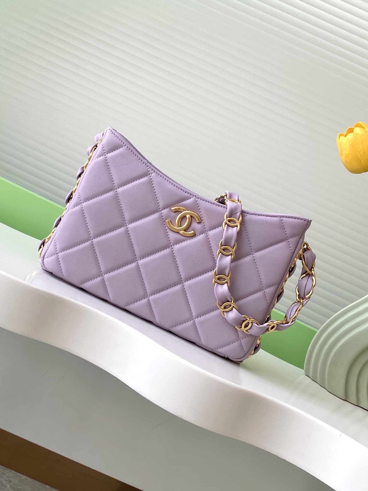 Chanel HOBO HANDBAG AS5177 Lambskin & Gold-Tone Metal Lilac A